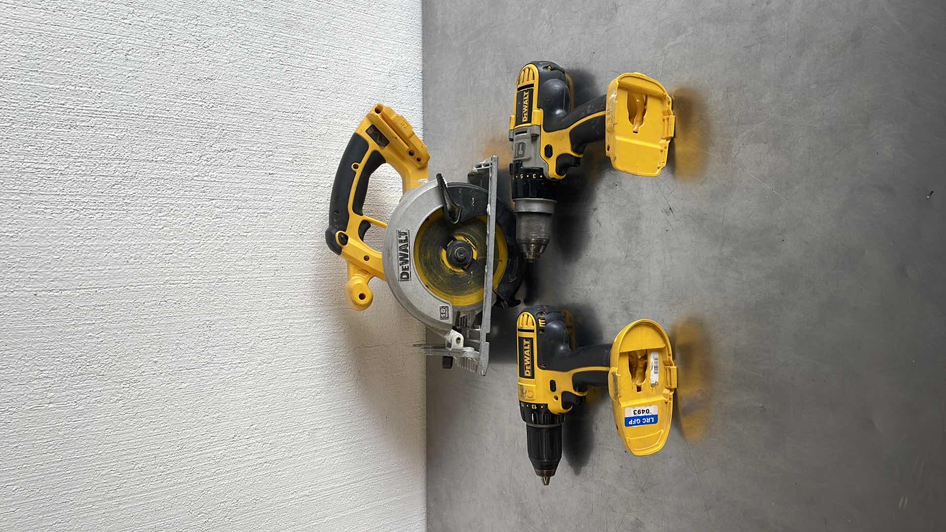 Photo 1 of DEWALT 18V DRILL DRIVER DC720, 18V HAMMER DRILL DCD950 AND 18V 6-1/2” CIRCULAR SAW DC390