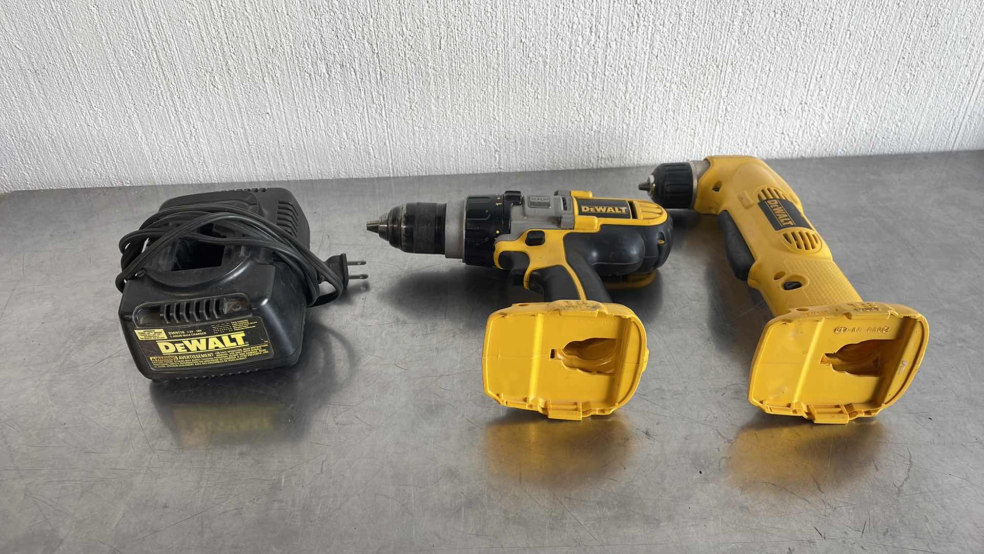 Photo 1 of DEWALT 7.2-18V CHARGER DW9116, 18V 3/8” RT ANGLE DRILL DRIVER DW960, 18V 1/2” CORDLESS DRILL DCD940