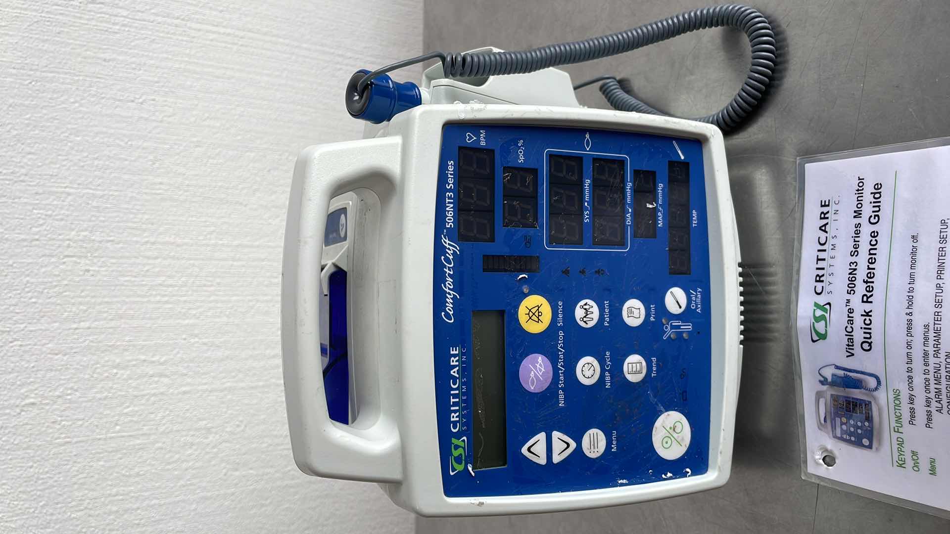 Photo 2 of CRITICARE VITAL SIGNS MONITOR MODEL 506N3 SERIES NO POWER CORD