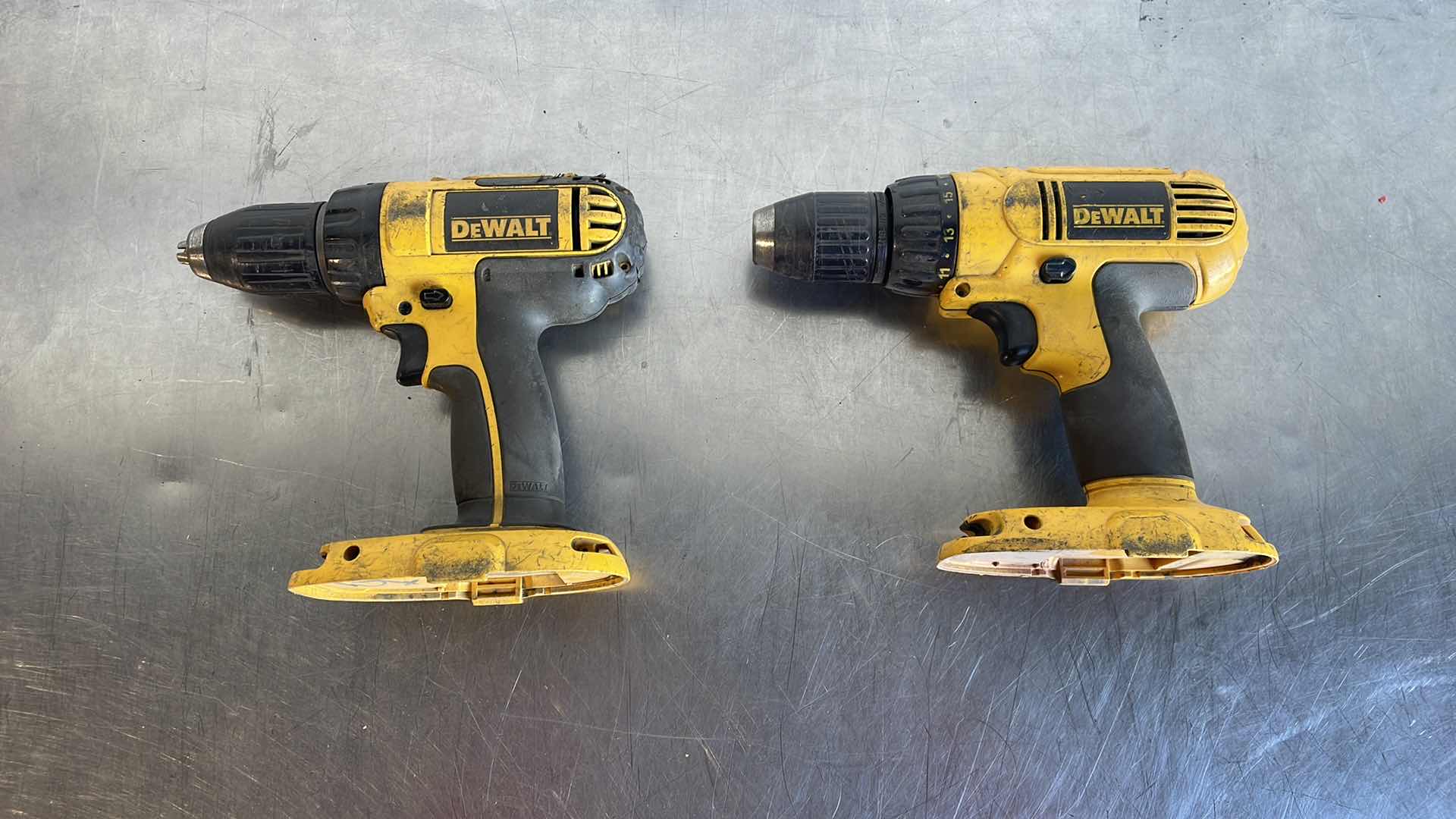 Photo 1 of DEWALT 18V CORDLESS DRILLS DC720 & DC970 NO BATTERIES TESTED WORKING