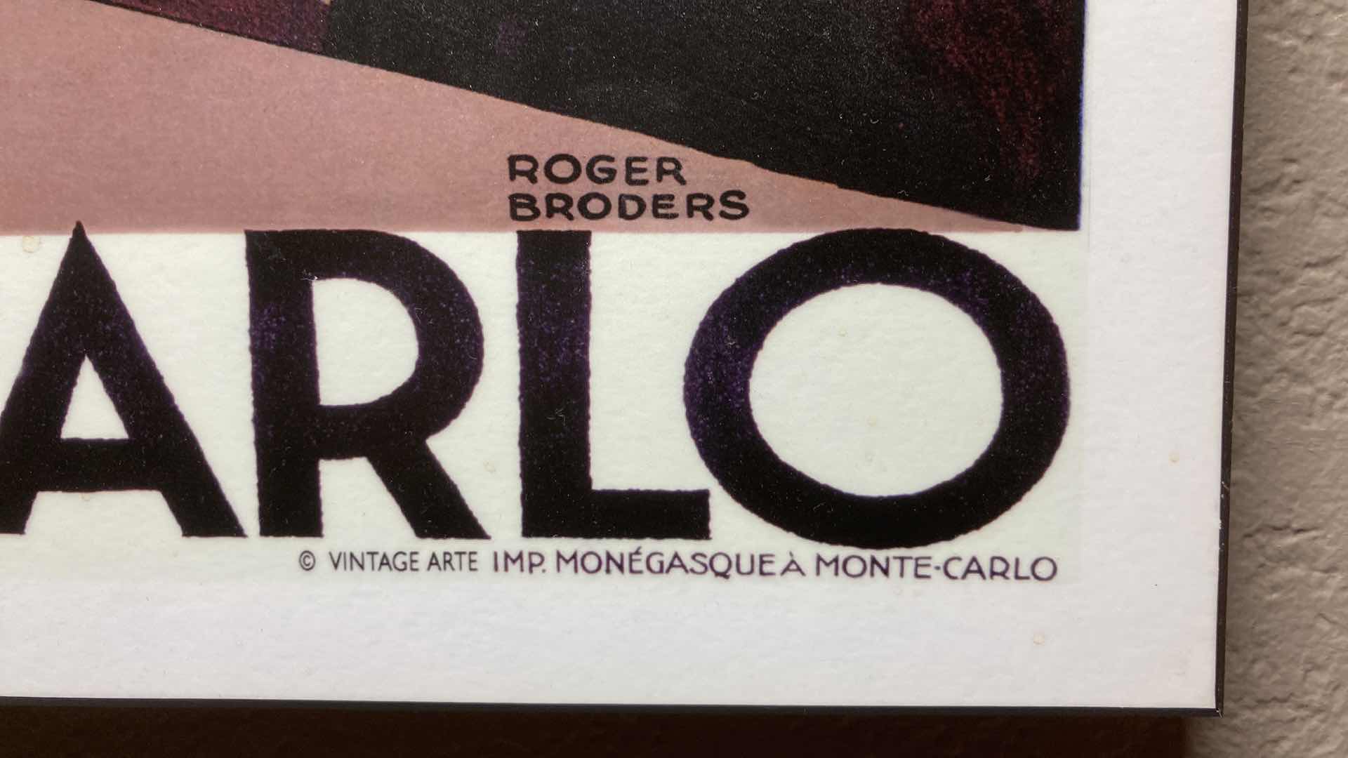 Photo 2 of VINTAGE ARTE IMP MONEGASQUE MONTE CARLO ARTWORK BY ROGER BRODERS 18” X 24”