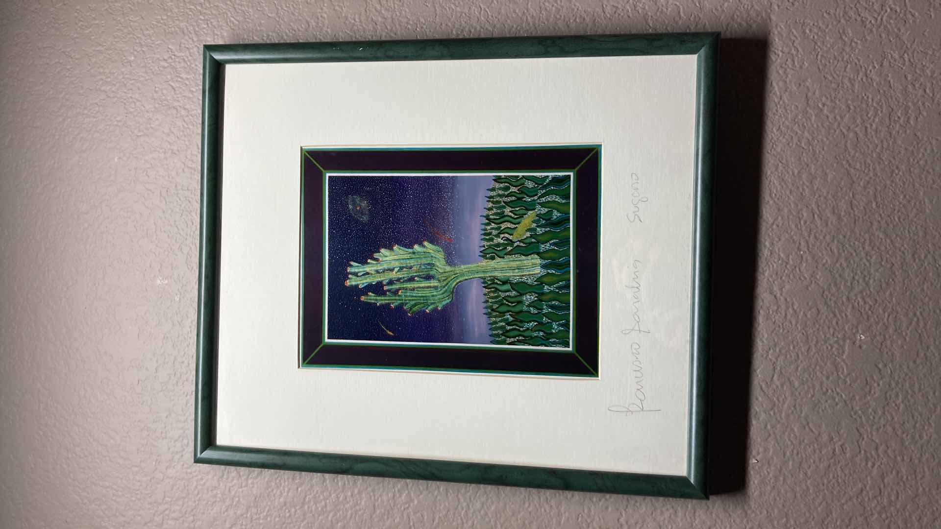 Photo 1 of SAGUARO ABSTRACT FRAMED ARTWORK SIGNED BY ARTIST 13.5” X 18”