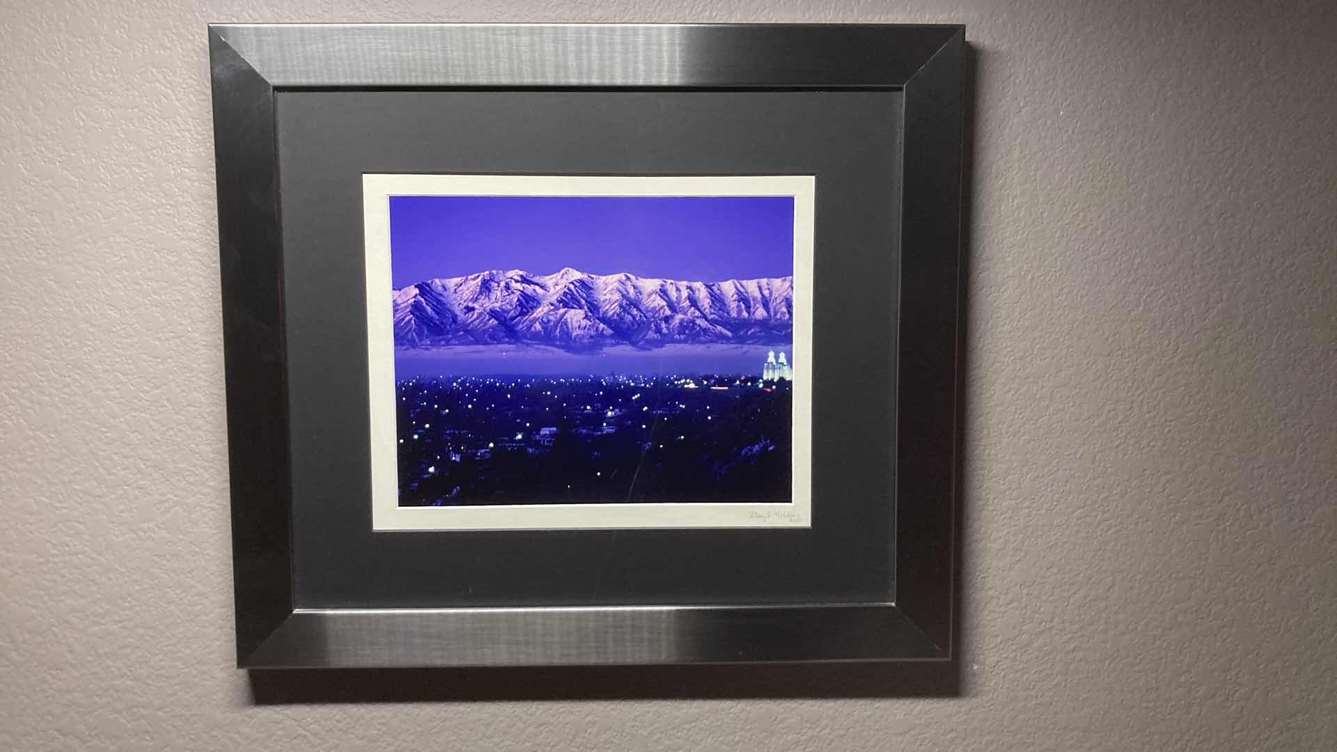 Photo 1 of SNOWY MOUNTAINS OVER CITY FRAMED PHOTOGRAPH BY TRACI L. NIELSEN 10/50 24.5” X 21.5”