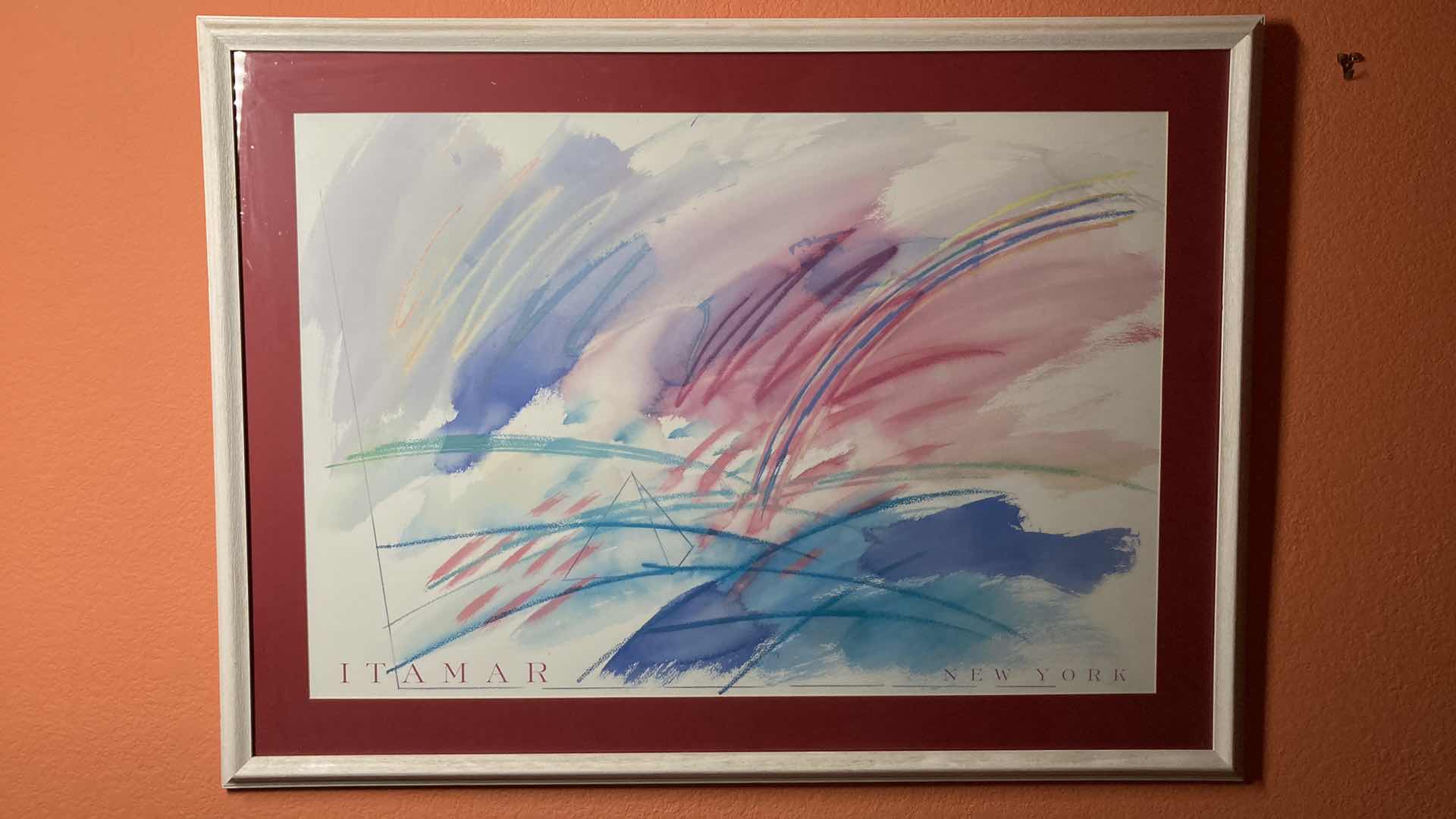Photo 1 of ITAMAR NEW YORK PASTEL ABSTRACT FRAMED POSTER ARTWORK 46” X 34”