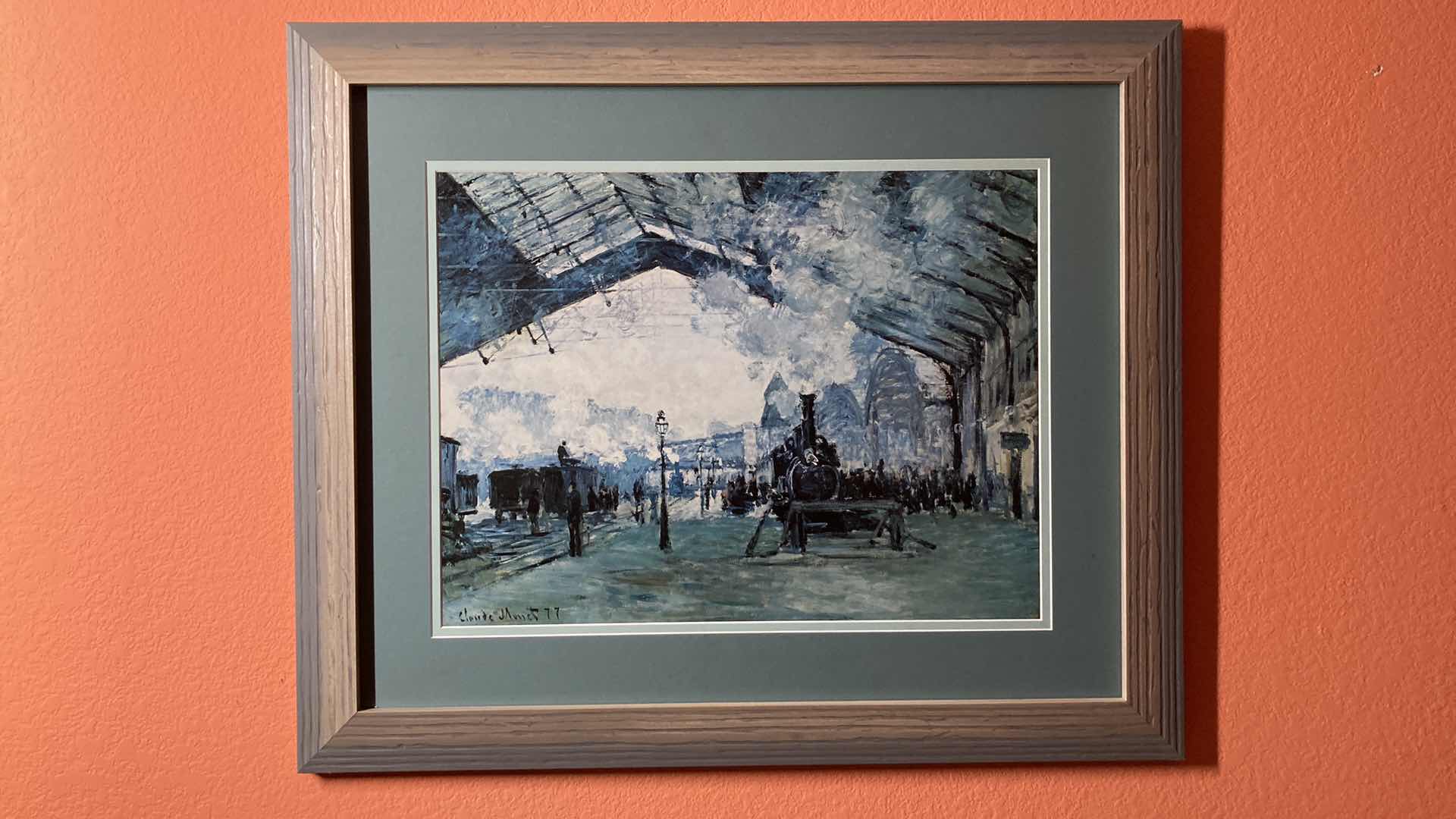 Photo 1 of ARRIVAL OF THE NORMANDY TRAIN GARE SAINT LAZARE FRAMED REPRODUCTION ARTWORK BY CLAUDE MONET 77 35” X 29”