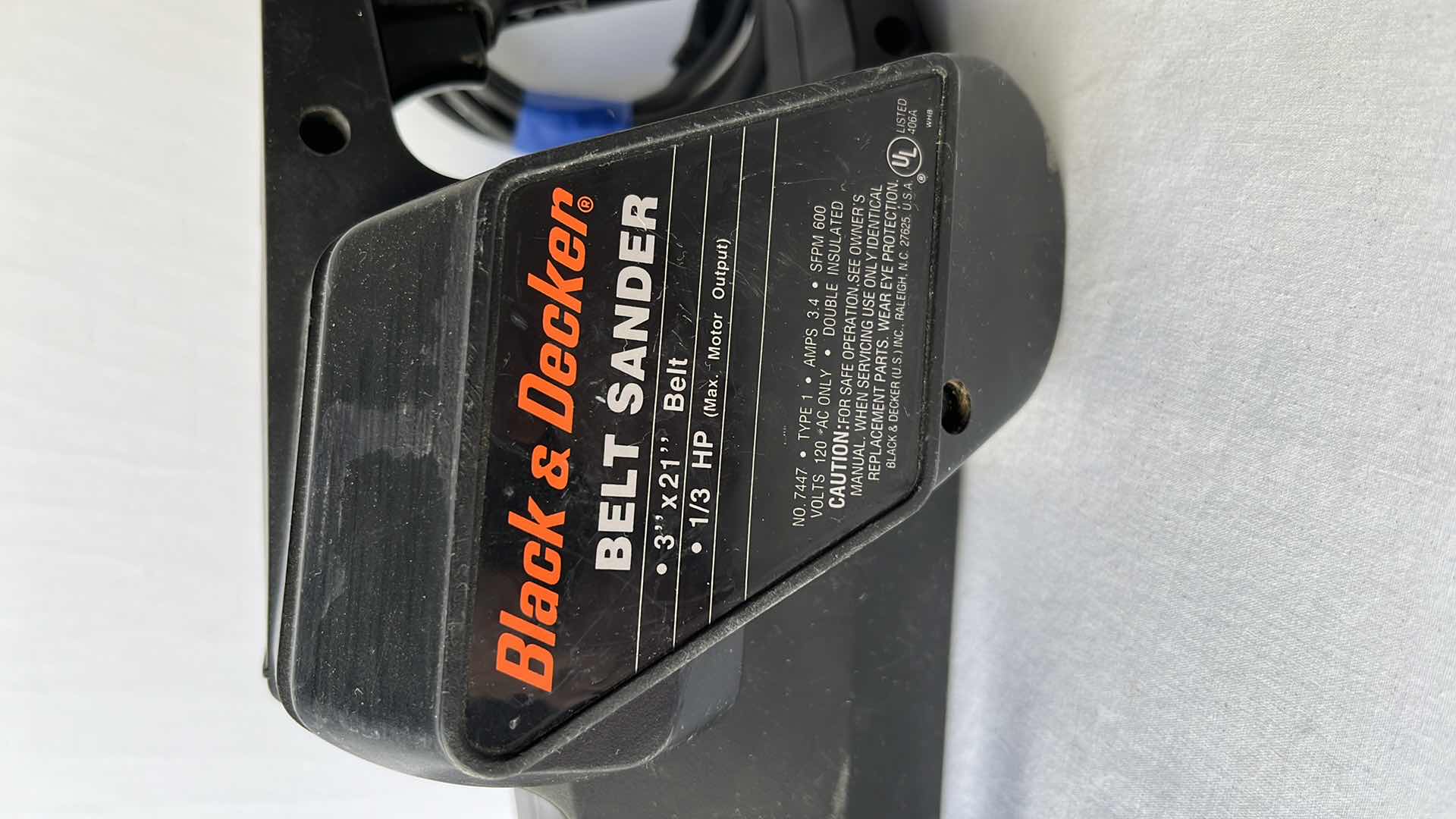 Photo 5 of BLACK & DECKER 1/3 HP 3” X 21” BELT BASIC BELT SANDER TYPE 1 120V (MODEL 7447)