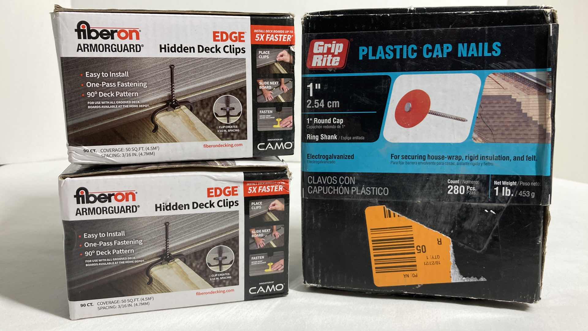 Photo 1 of FIBERON EDGE HIDDEN DECK CLIPS (2) & GRIP RITE PLASTIC CAP NAILS 1”