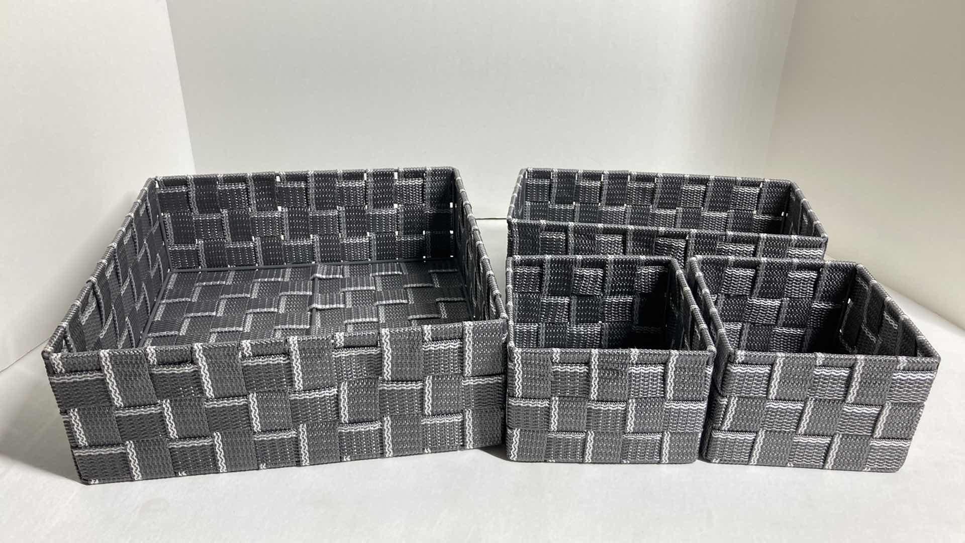 Photo 5 of WOVEN GRAY/SILVER SQUARE BASKETS 11” X 11” H4”