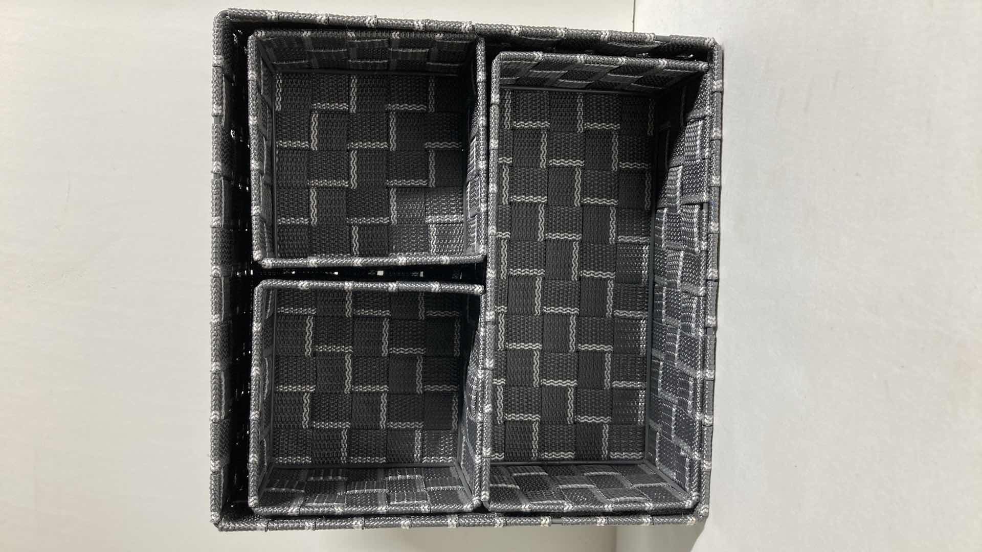Photo 3 of WOVEN GRAY/SILVER SQUARE BASKETS 11” X 11” H4”