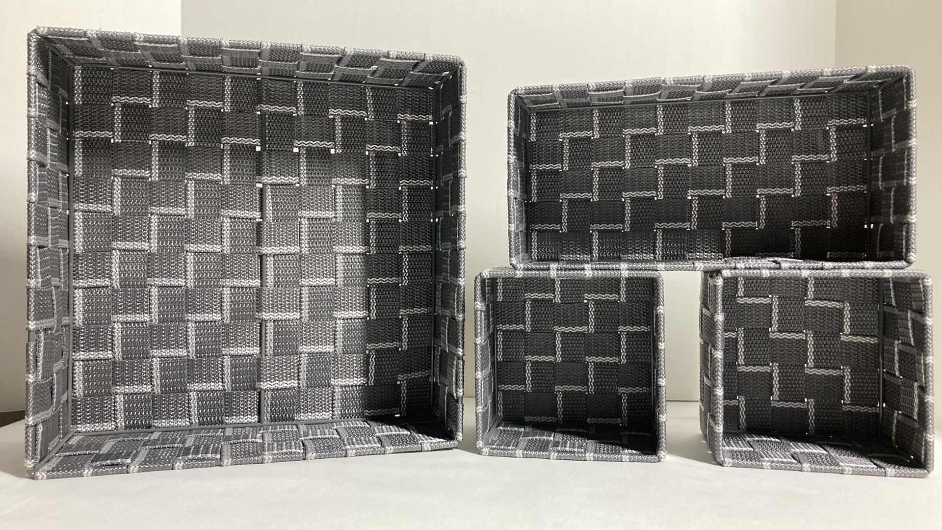 Photo 4 of WOVEN GRAY/SILVER SQUARE BASKETS 11” X 11” H4”