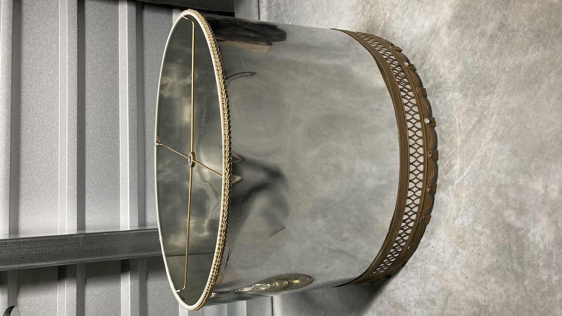 Photo 6 of LOEVSKY & LOEVSKY METAL CASTING L & L WMC 1968 ORNATE BRASS, GOLD, SILVER FINISH TALL GLASS TABLE LAMP 24” X 50”