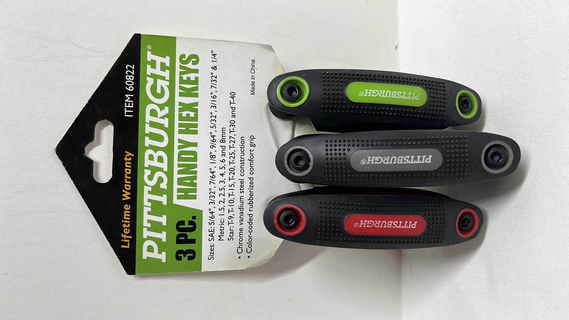 Photo 2 of PITTSBURGH 3 PC HANDY HEX KEYS ITEM 60822 & FIX IT LASER SERIES LASER LEVEL 8 FT MEASURING TAPE