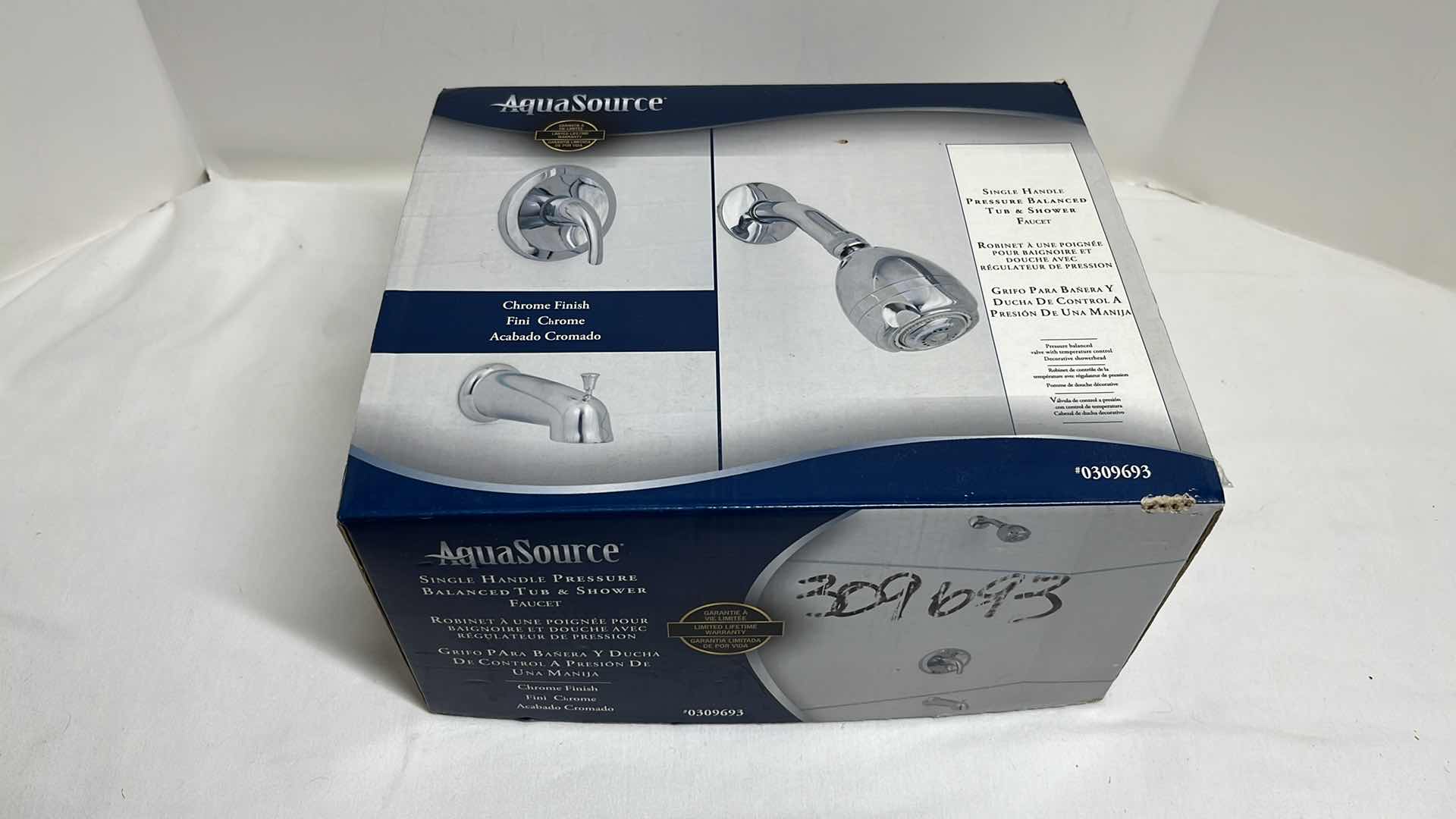 Photo 1 of AQUA SOURCE SINGLE HANDLE CHROME FINISH PRESSURE BALANCED TUB & SHOWER FAUCET   MODEL 0309693