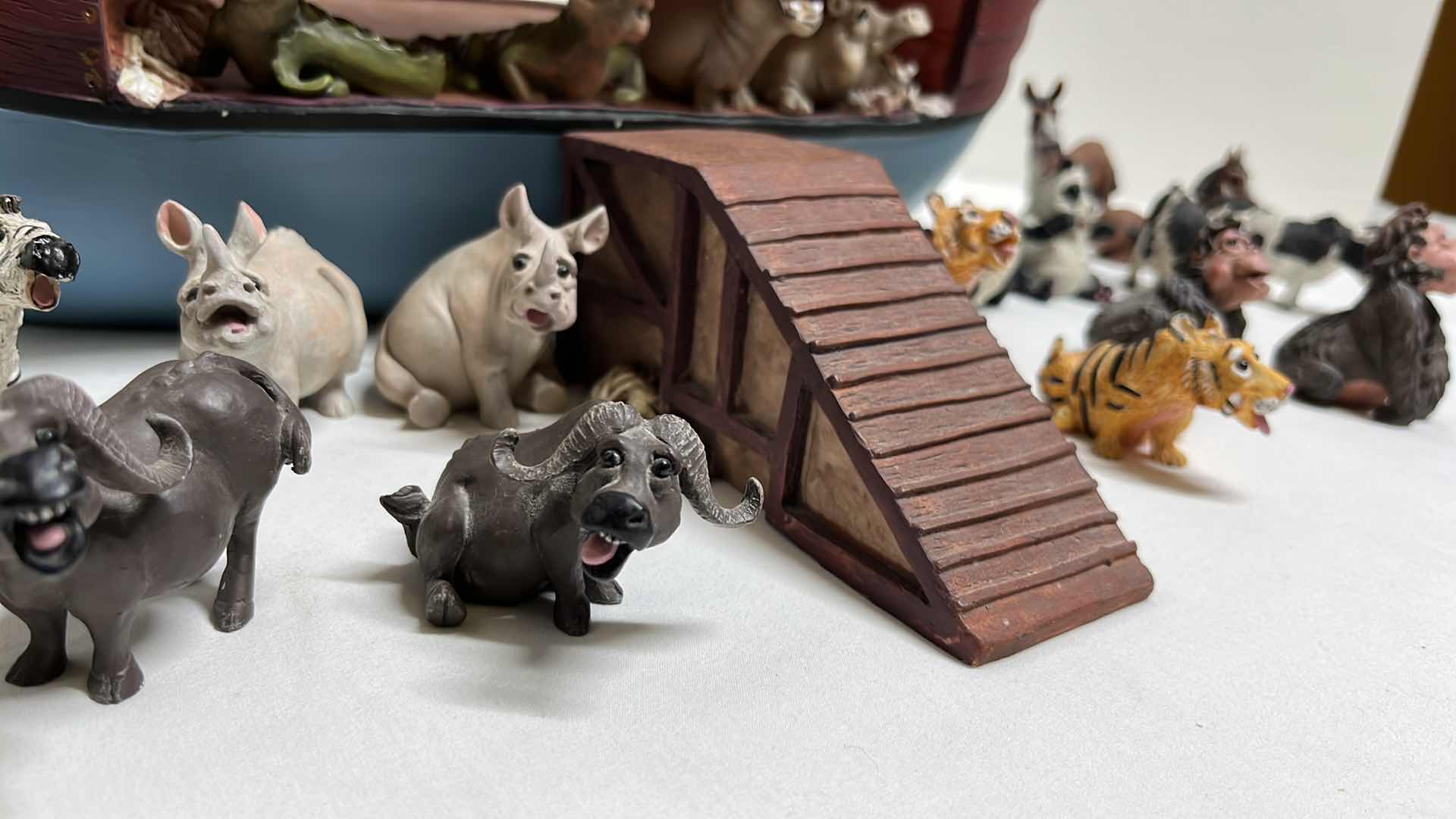 Photo 6 of NOAH’S ARK S.S. HOLY HERD COLLECTIBLES W NOAH & HIS WIFE & 34 ANIMAL FIGURINES 8.25” X 18.5” H12.5”