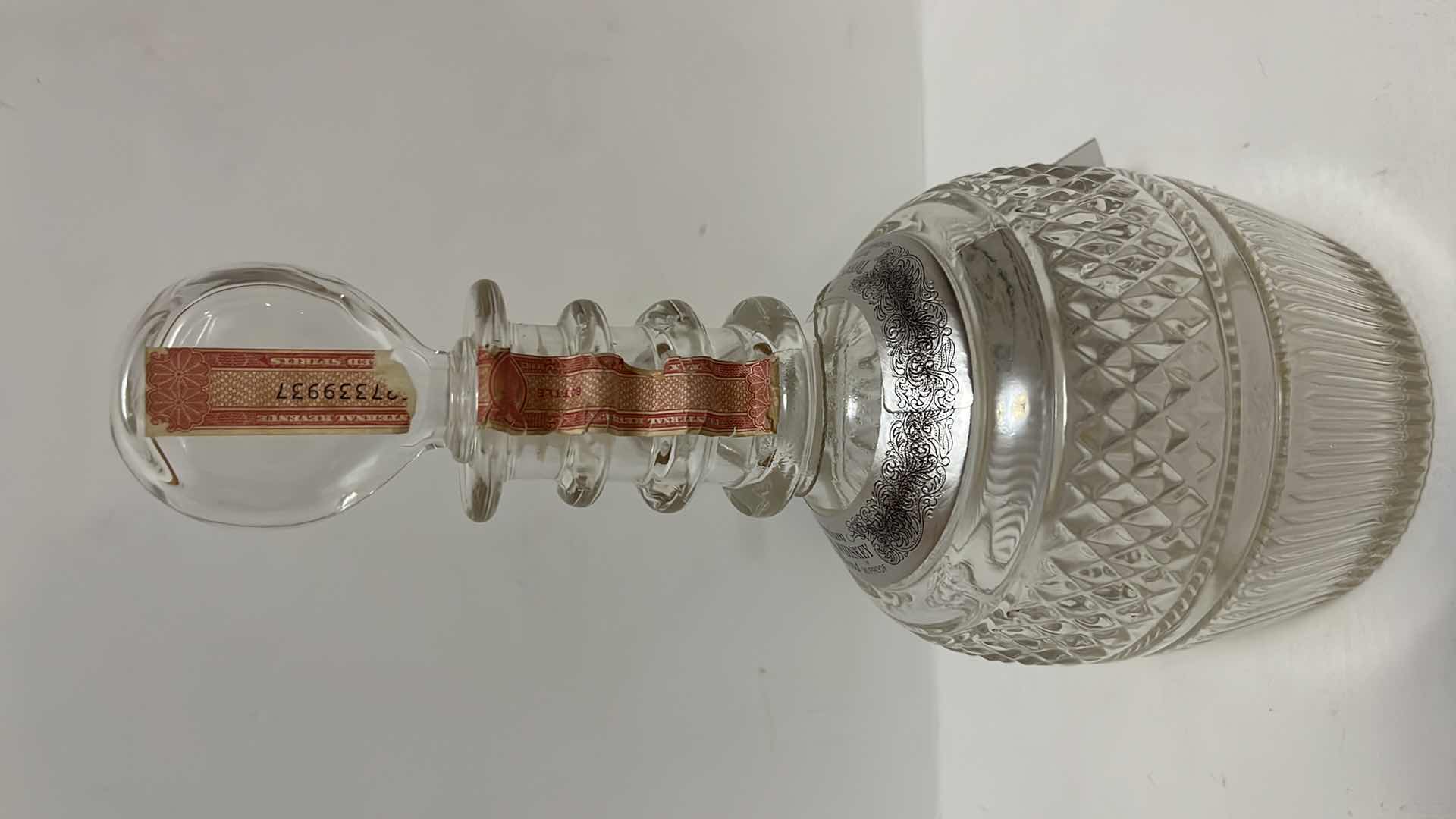 Photo 2 of TIFFANY & COMPANY SEAGRAM 1776 WHISKEY CLEAR GLASS DECANTER 4/5 QUART