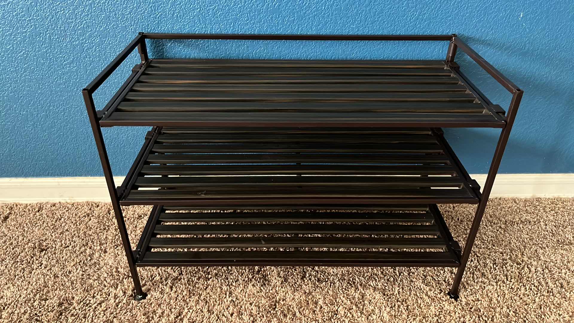 Photo 1 of ESPRESSO METAL SHOE RACK 12.25” X 26.5” H18.5”