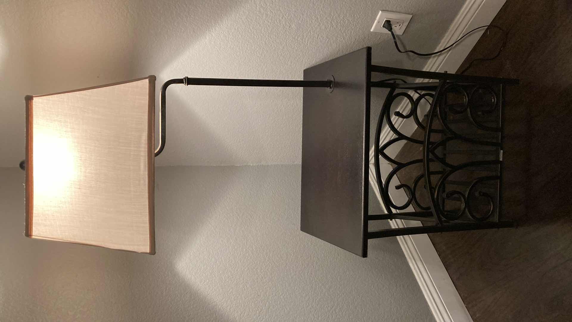 Photo 1 of RUBBED BRONZE & BLACK NIGHTSTAND W BUILT-IN LAMP 20” X 14” H52”