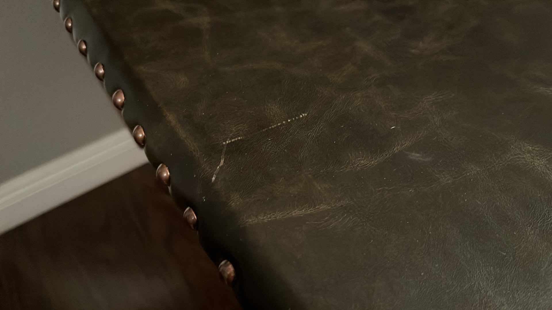 Photo 11 of 19TH CENTURY STYLE  PARTNERS WRITING DESK W 10 DRAWERS & BROWN LEATHER STYLE TOP W BRONZE UPHOLSTERY TACKS 32” W X 52” L 30.75”