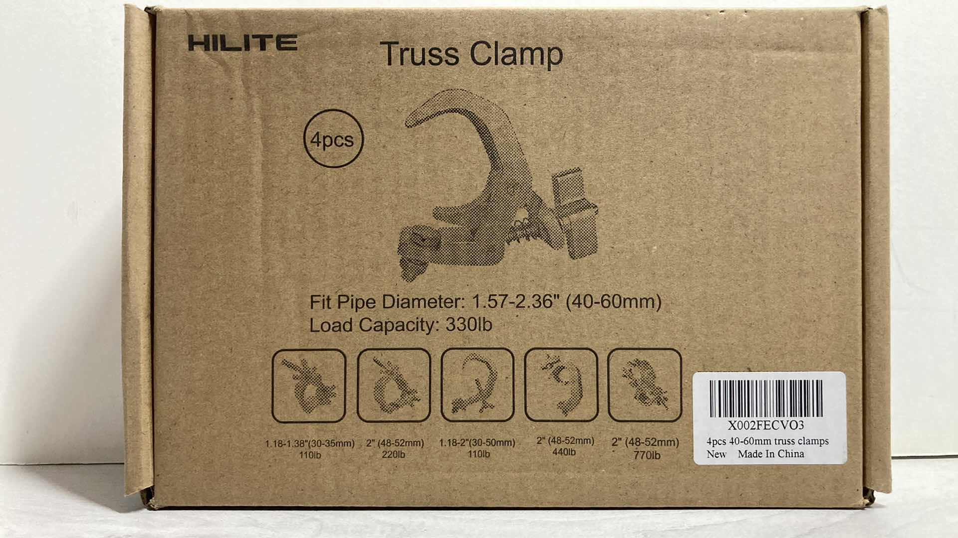 Photo 1 of NEW HILITE TRUSS CLAMP FIT PIPE LOAD CAP 330LB 1.57”-2.36” 40mm-60mm (4PCS)