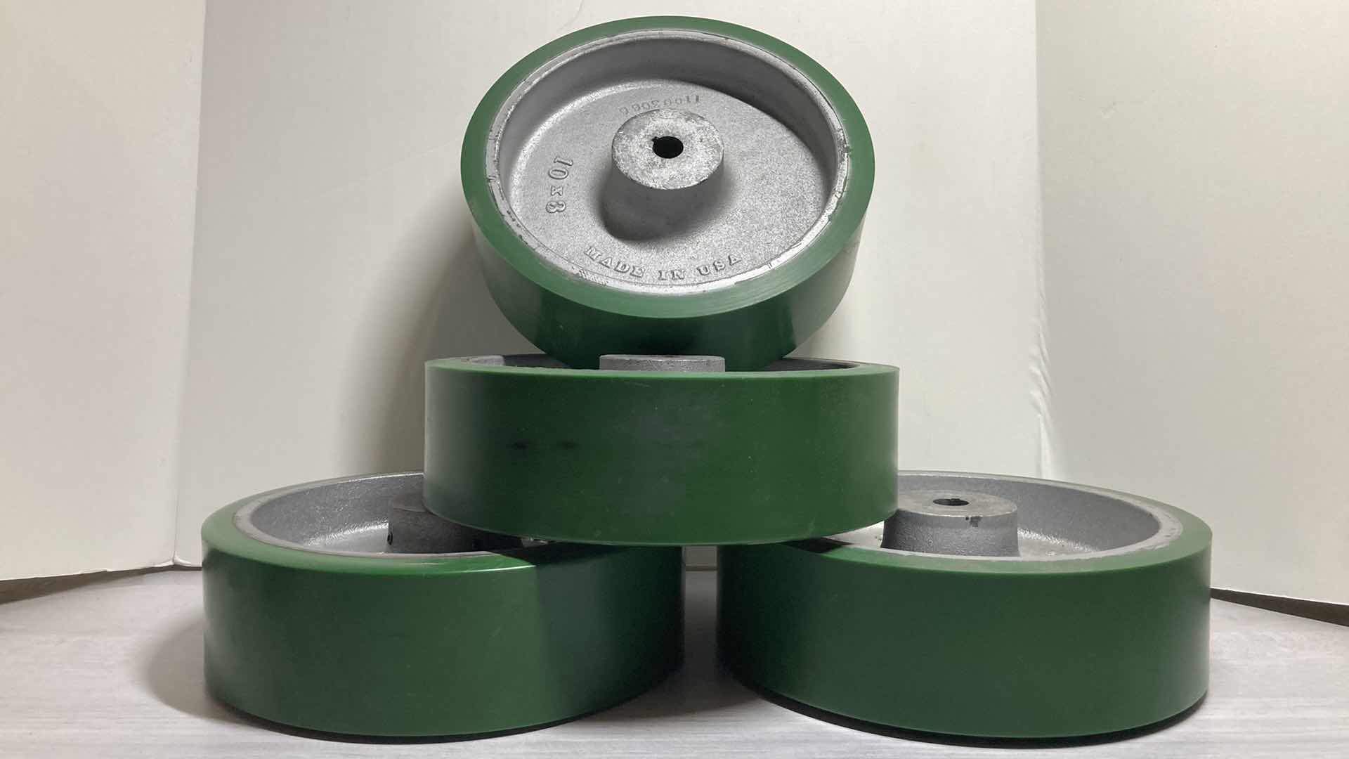 Photo 1 of POLYURETHANE TREAD KEYED DRIVE WHEELS (4) 10” X 3” 26mm BORE