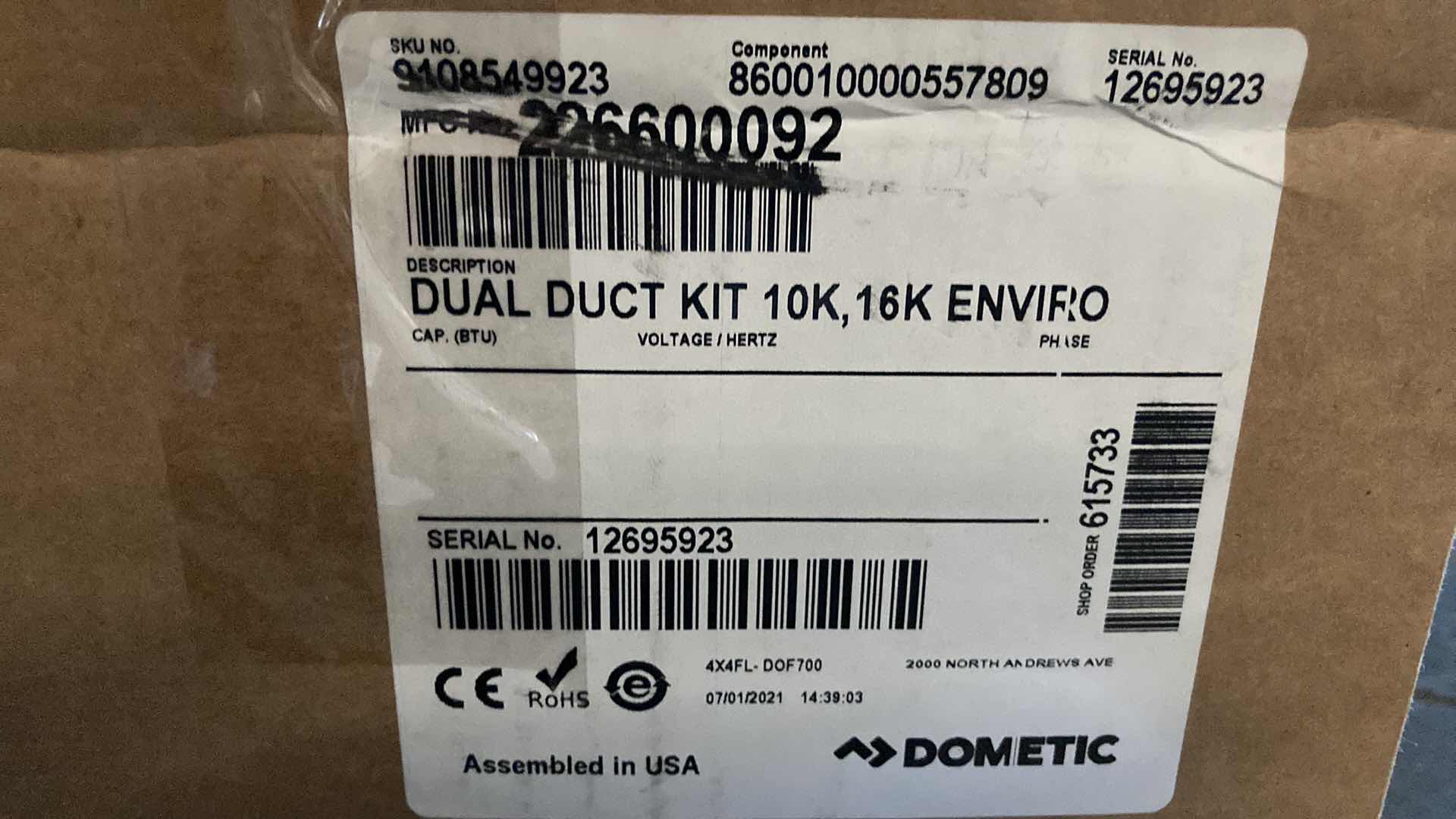 Photo 5 of NEW DOMETIC DUAL DUCT KIT 10K,16K ENVIRO 6” IN 4” OUT