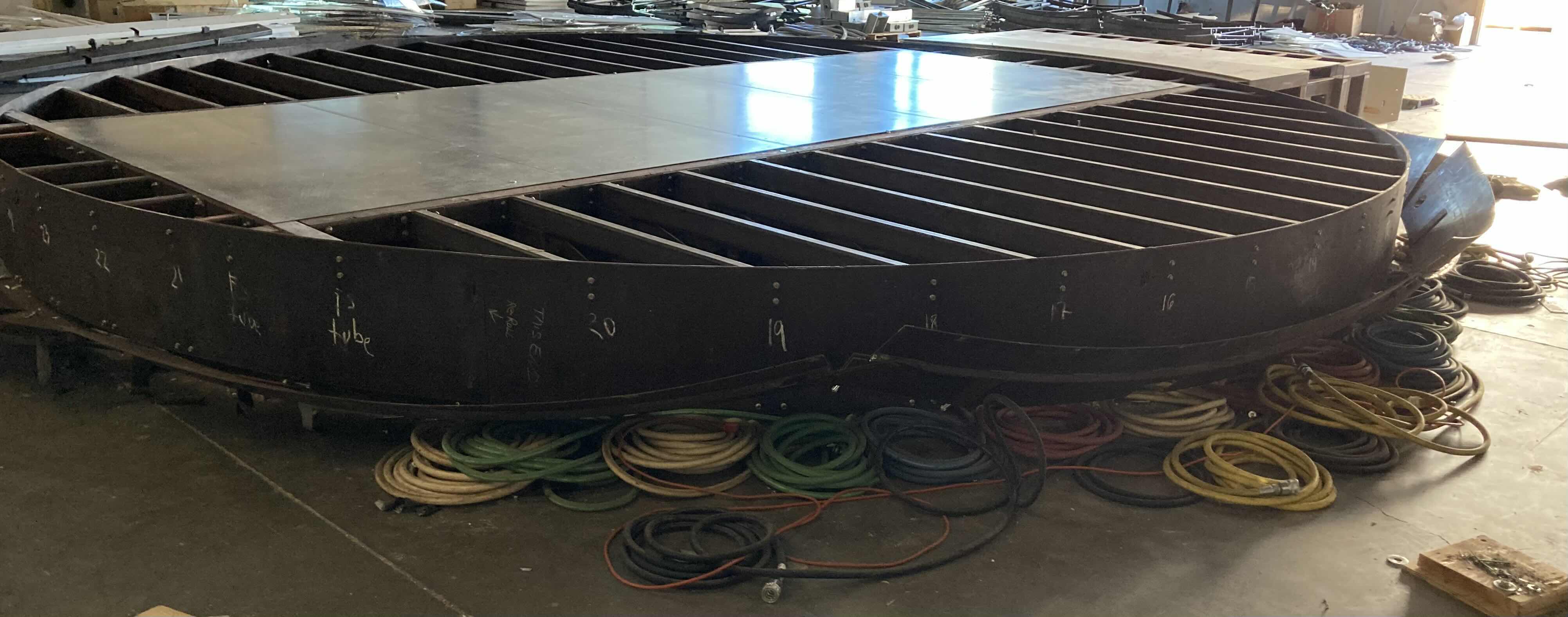 Photo 5 of CUSTOM FABRICATED HEAVY-DUTY STEEL AIR HOSE OPERATED VEHICLE PLATFORM W 19 AIR HOSES FOR BAG LIFT- VARIOUS LENGTHS & PSI CAPACITY 353” X 282” H23” (APPOX 2-3TONS)