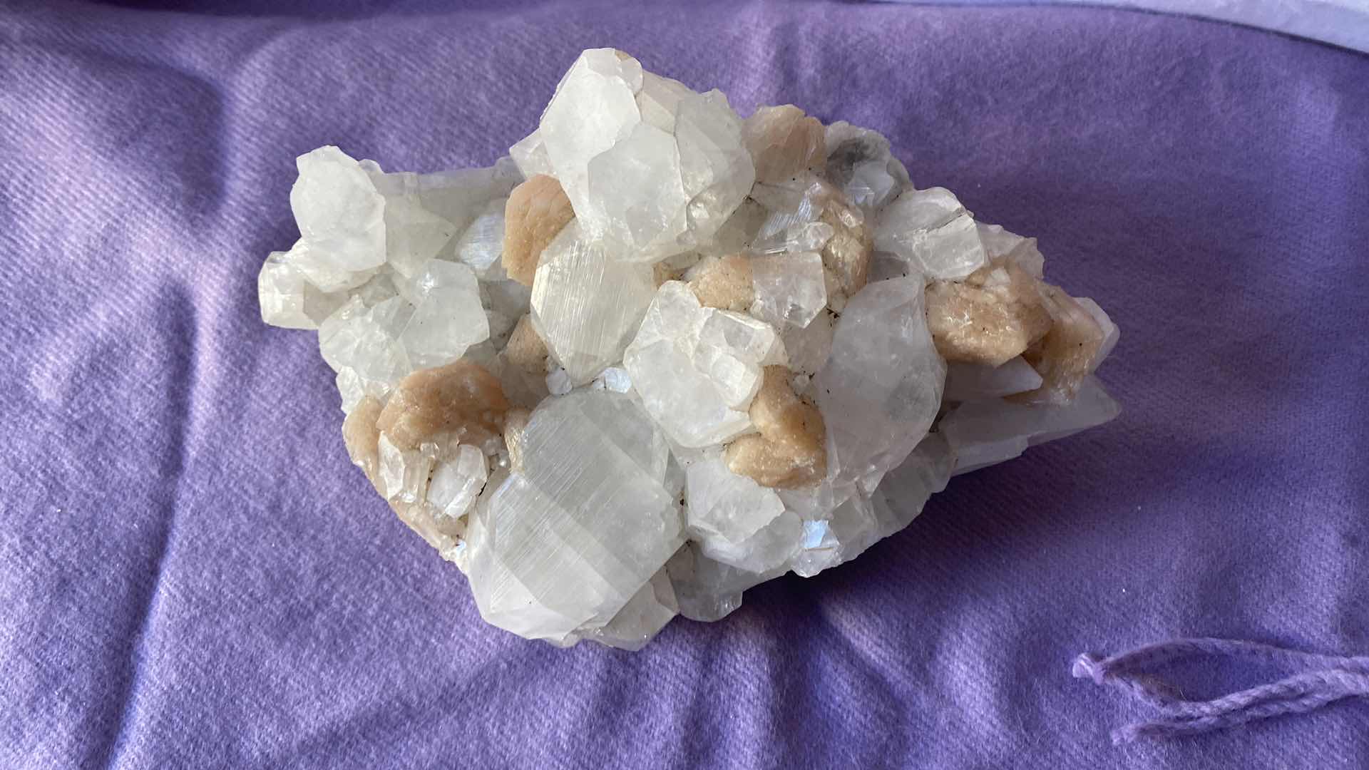 Photo 1 of STILBITE ON APOPHYLLITE CRYSTAL CLUSTER