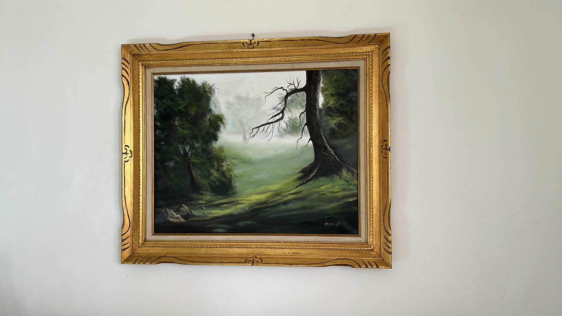 Photo 1 of FRAMED PAINTING OF TREES IN THE COUNTRY - SIGNED BY “M.WRIGHT” 35.5 x 30