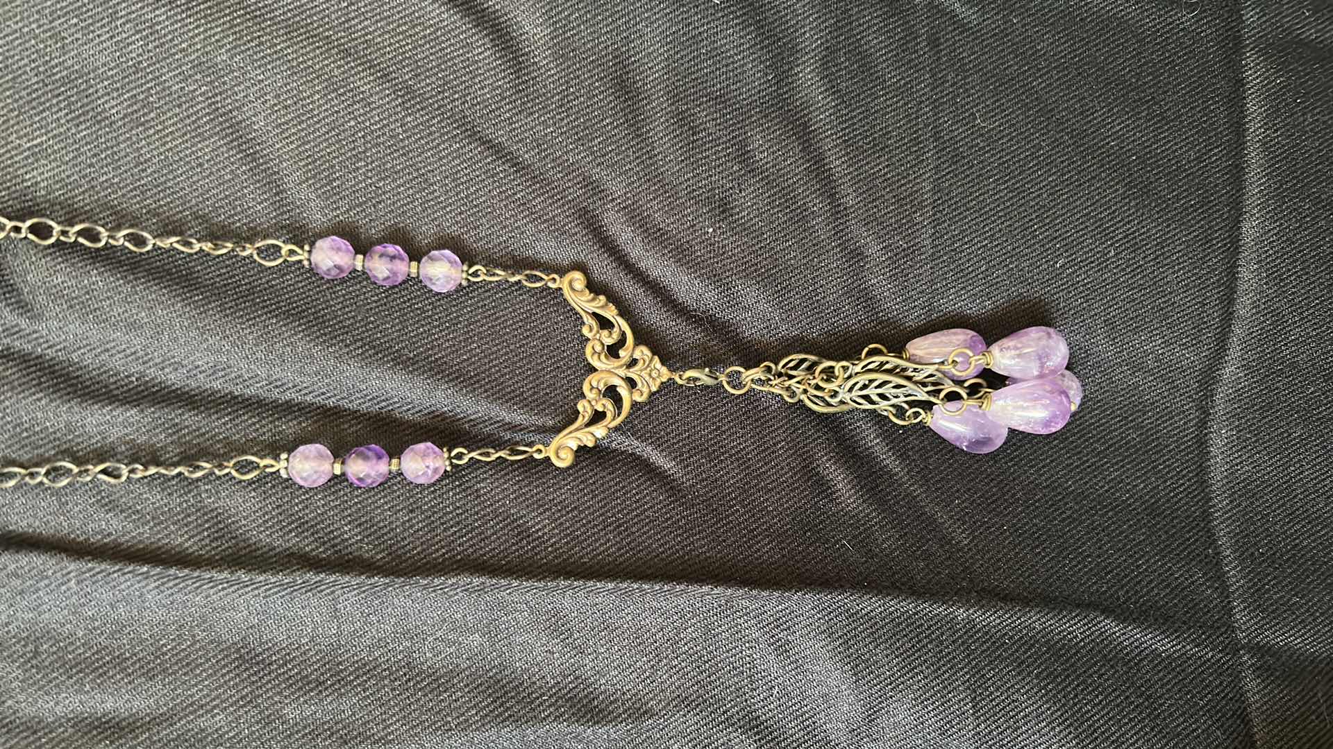 Photo 6 of TWO AMETHYST COLORED NECKLACES AND A PAIR OF TIFFANY & CO TEARDROP EARRINGS