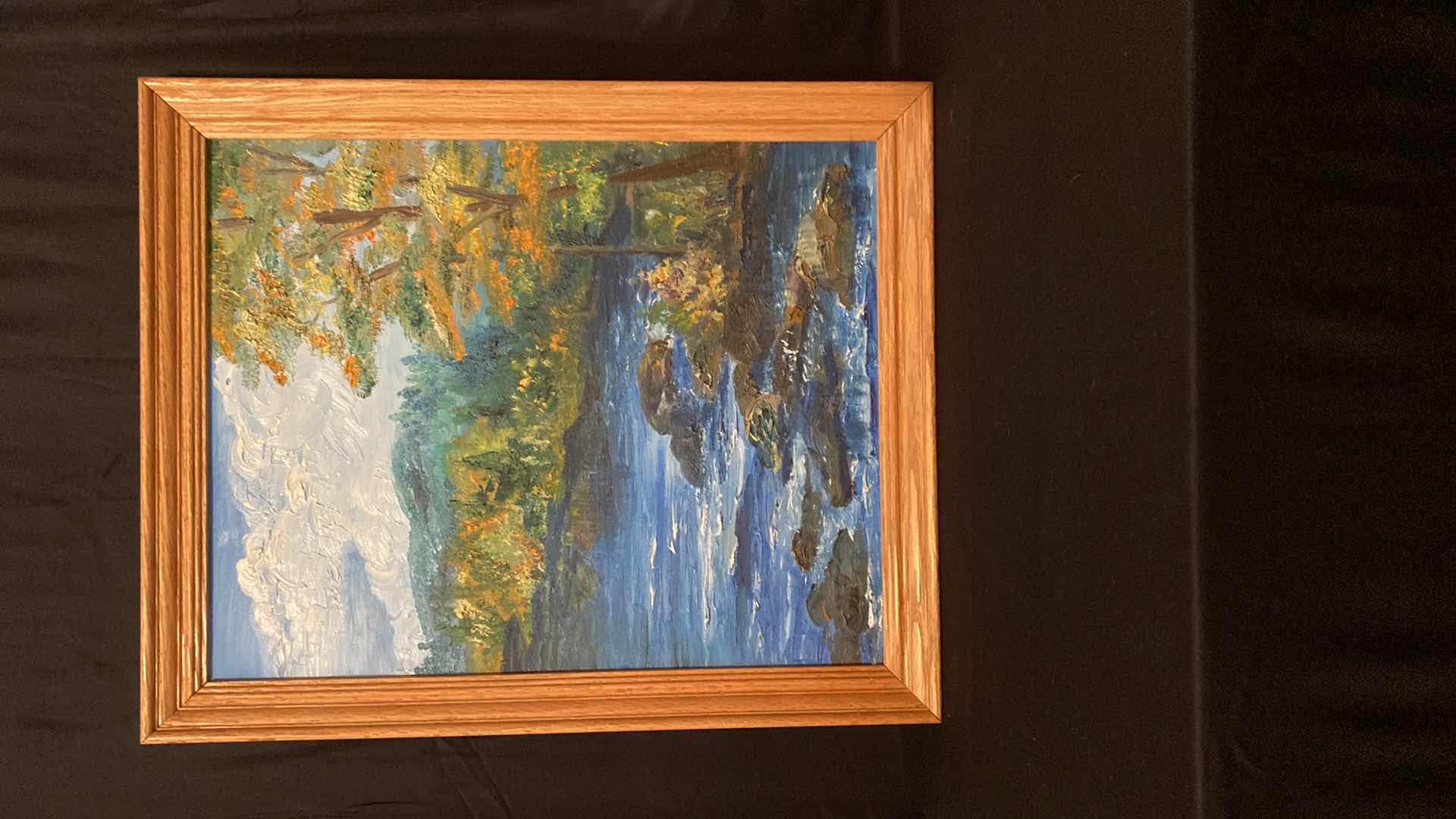 Photo 1 of FRAMED OIL CANVAS DEPICTING RIVER SEEN