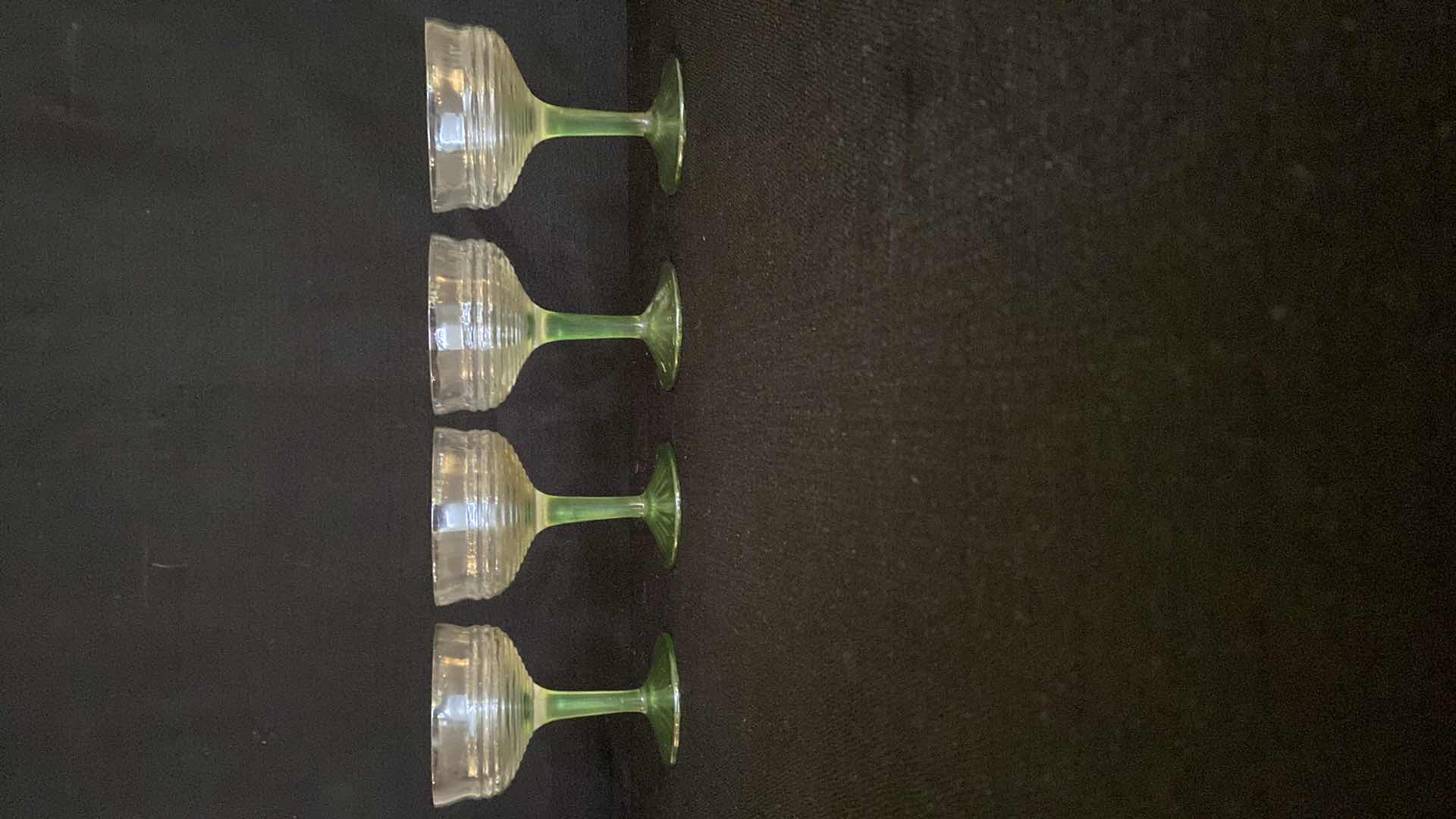 Photo 2 of 4 GREEN VASELINE WINE GLASSES