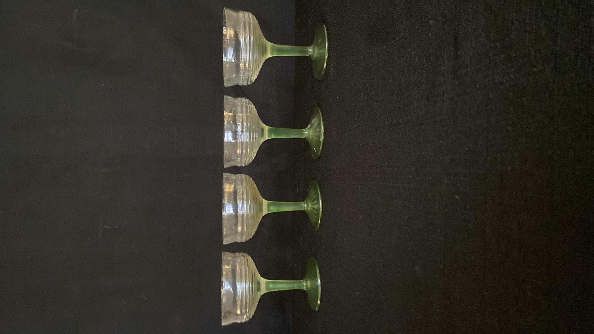 Photo 1 of 4 GREEN VASELINE WINE GLASSES