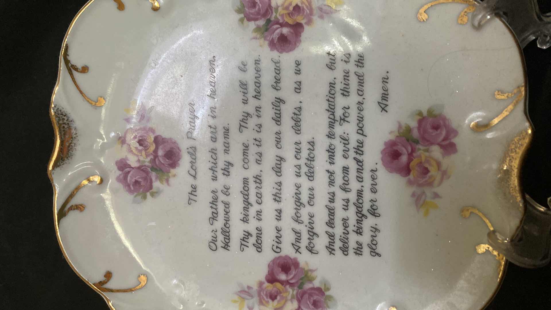 Photo 1 of DECORATIVE 18KT GOLD TRIMMED “THE LORDS PRAYER” PLATE