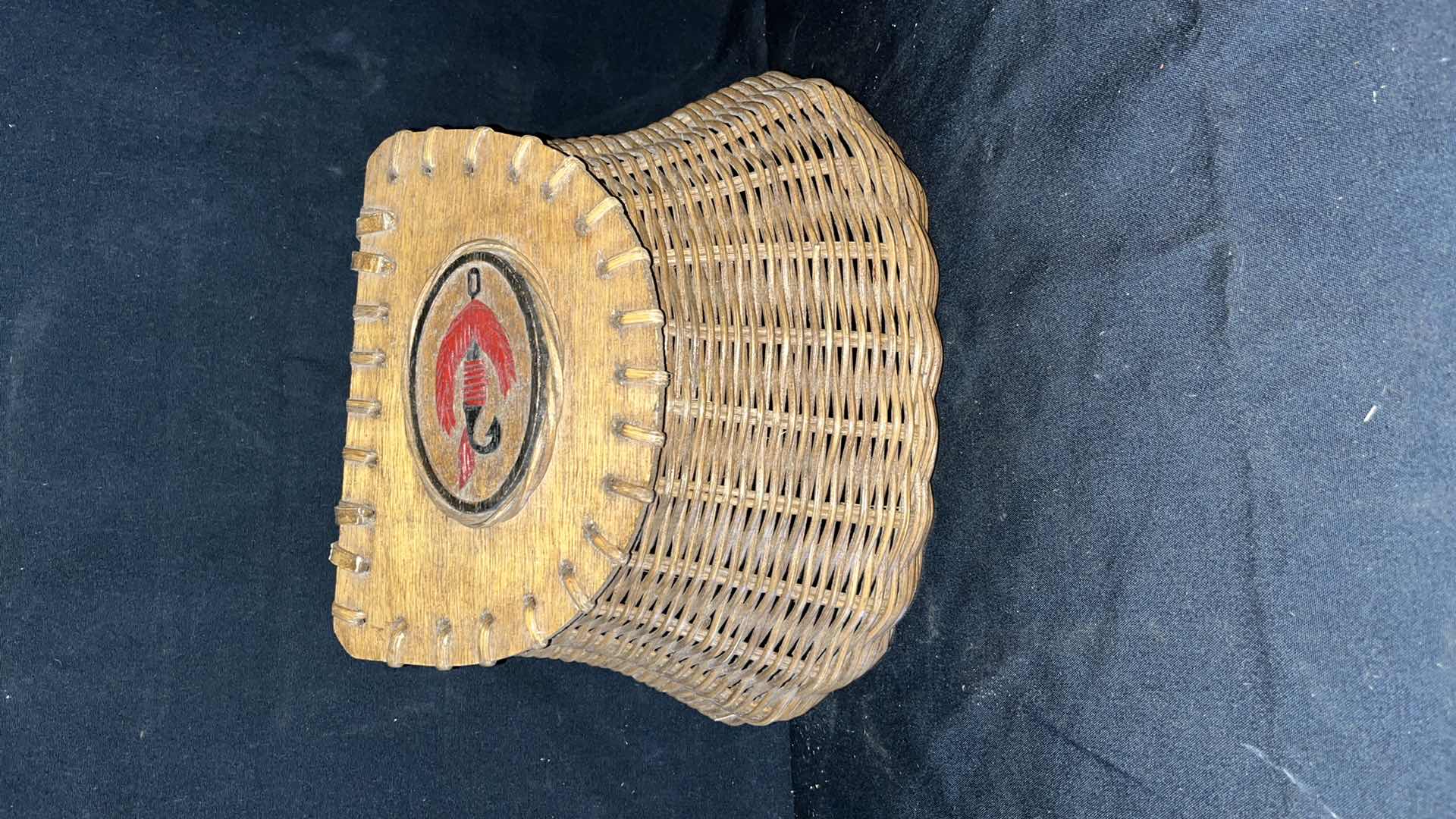 Photo 1 of VINTAGE WICKER/WOOD FISHERMAN BASKET 12” X 9”