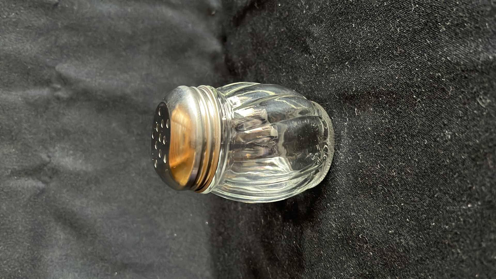 Photo 1 of GLASS CHEESE SHAKER W PERFORATED CHROME-PLATED LID (12)