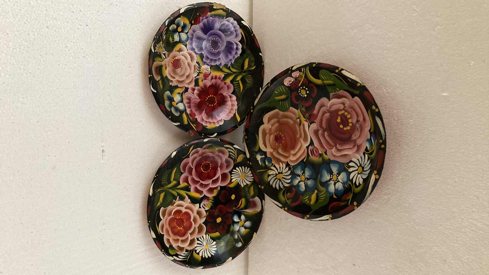 Photo 1 of MEXICAN HAND PAINTED FLORAL WOOD PLATES (3) 10”