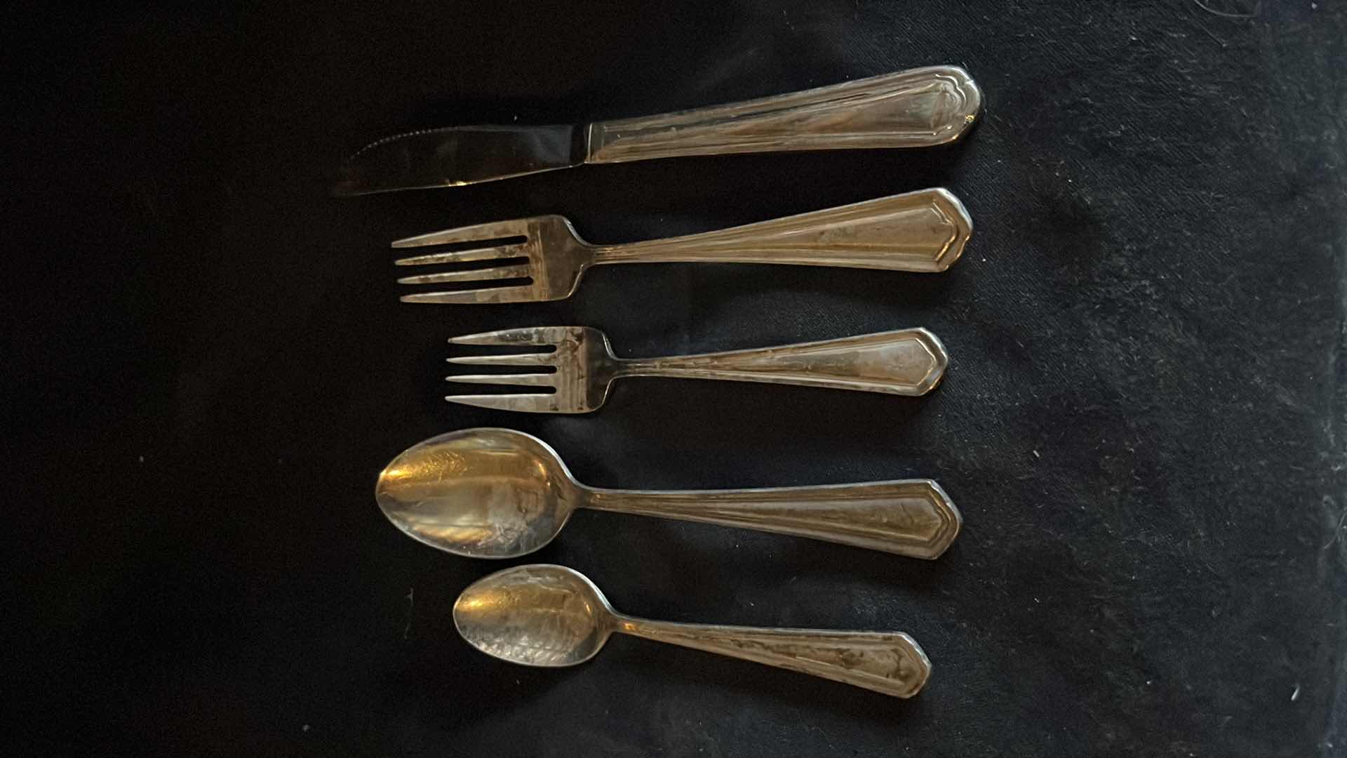 Photo 1 of FLATWARE VARIOUS STYLES, BUTTER KNIFE, SMALL SPOON, SERVING SPOON, SALAD FORK, SMALL FORK 20 EACH (100 TOTAL)