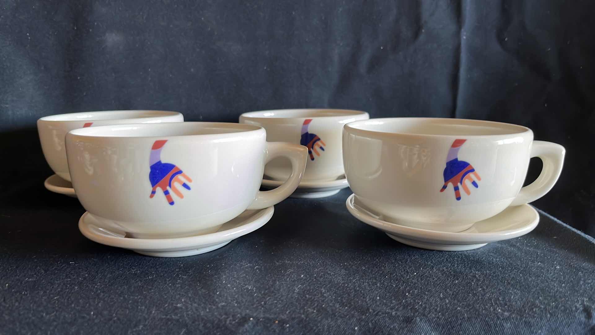 Photo 2 of NEW BUFFALO JUMBO CUPS AND SAUCERS 4.5” X 2.5”, SET OF 4