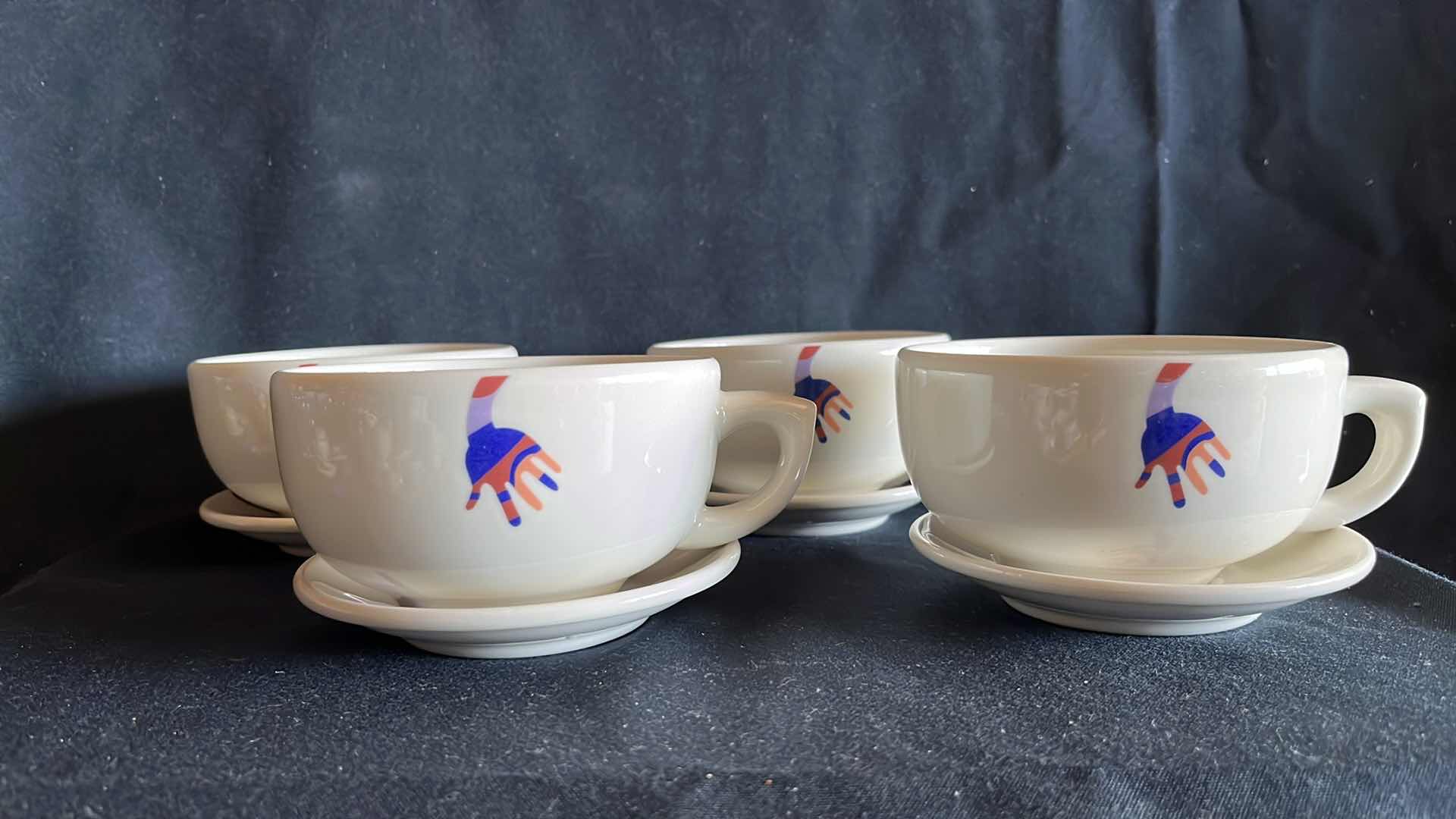 Photo 2 of NEW BUFFALO JUMBO CUPS AND SAUCERS 4.5” X 2.5”, SET OF 4