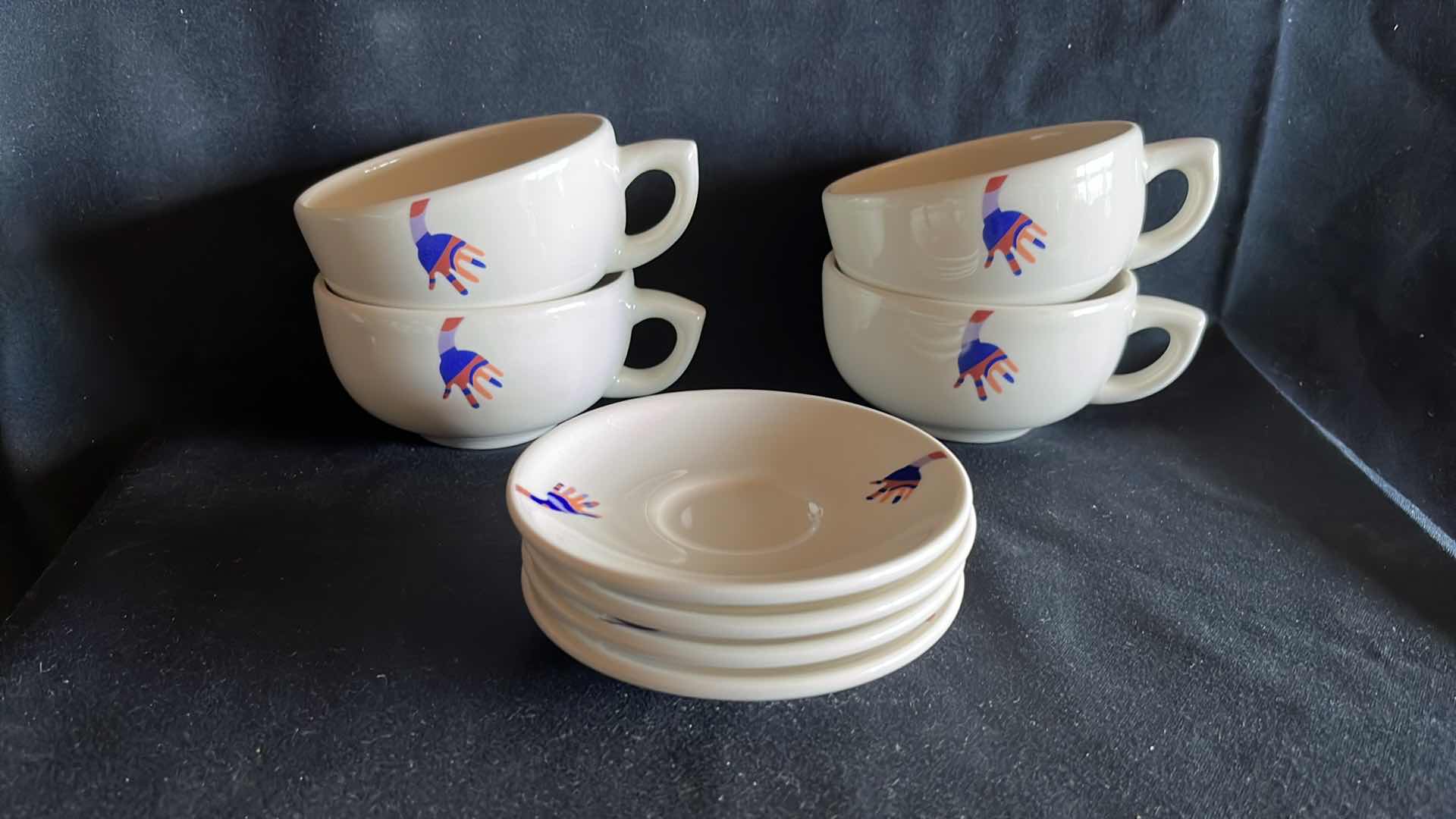 Photo 1 of NEW BUFFALO JUMBO CUPS AND SAUCERS 4.5” X 2.5”, SET OF 4