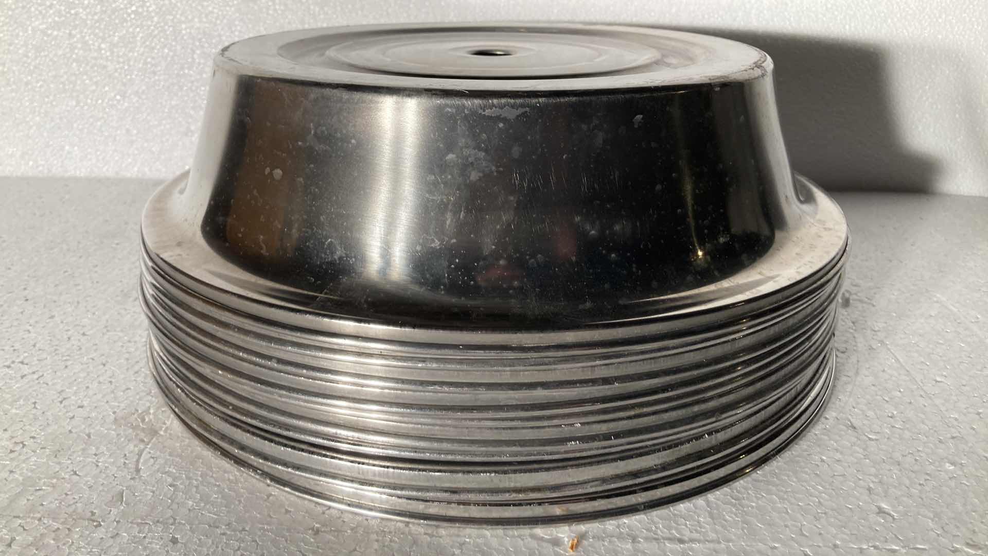Photo 1 of ROUND POLISHED METAL FOOD COVERS (9) 12.5”
