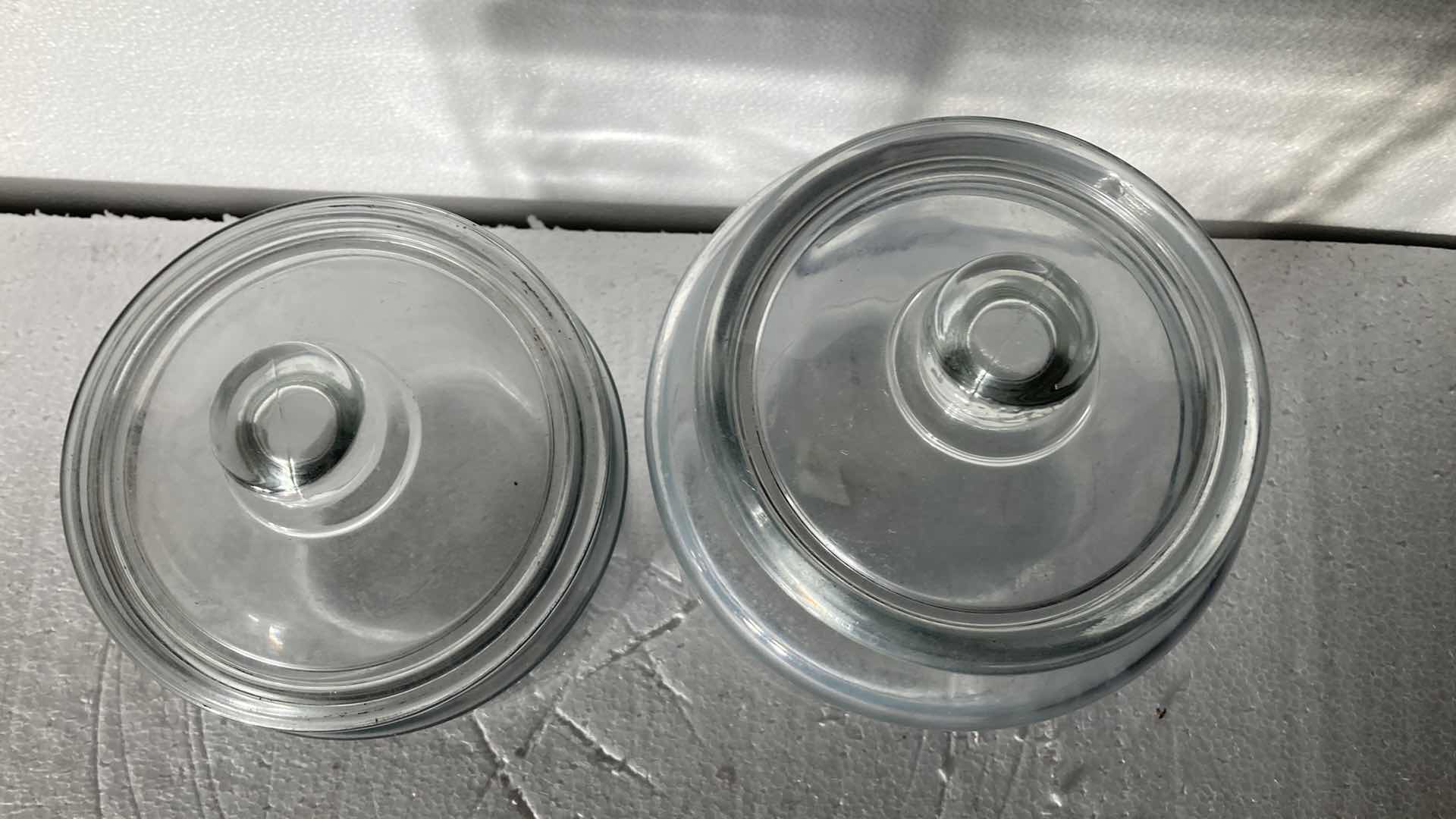 Photo 3 of CLEAR GLASS JARS W LIDS (2) 6”-7” X 8.5”-9.5”