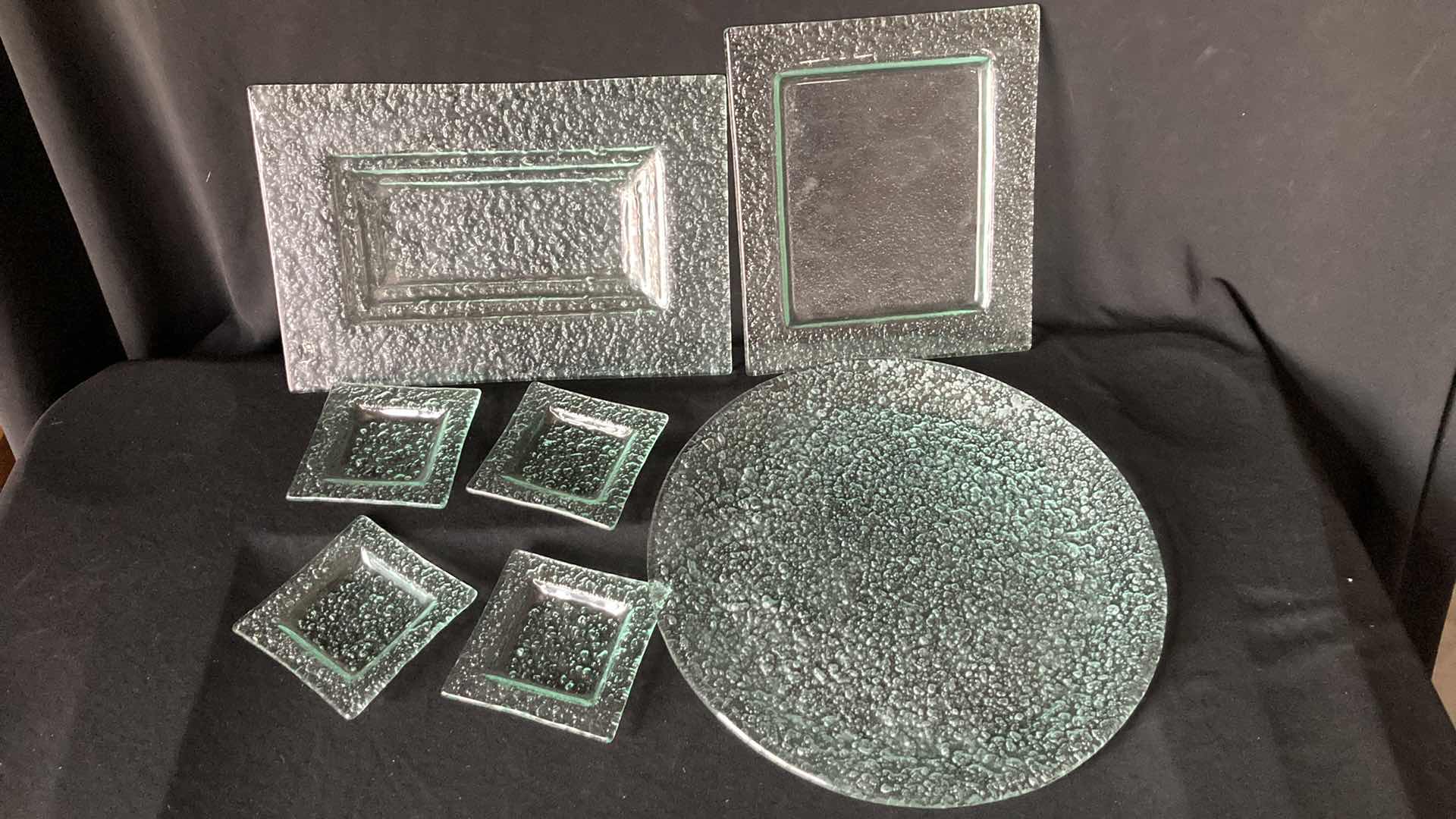 Photo 3 of TINTED GREEN BEVELED GLASS SET (10)
