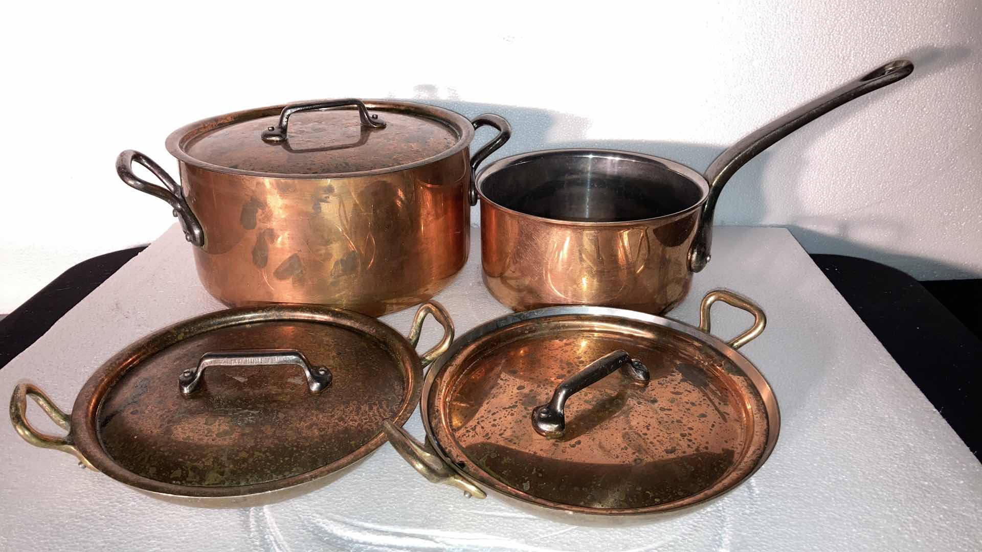 Photo 1 of COPPER POT AND PAN SET (4)