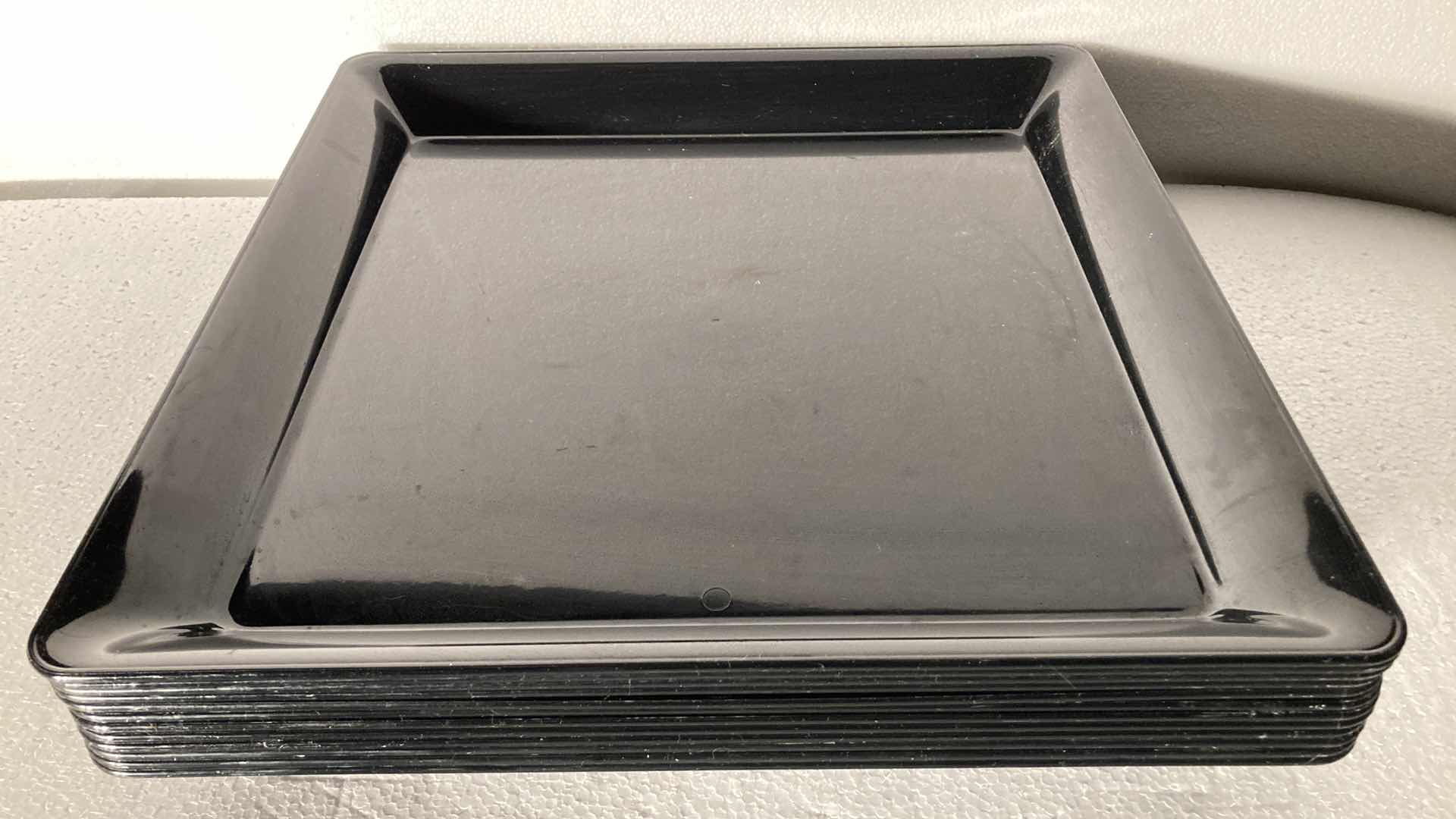 Photo 1 of WADDIGTON NORTH AMERICAN BLACK PLASTIC DISPOSABLE PLATTERS (12) 16” X 16”