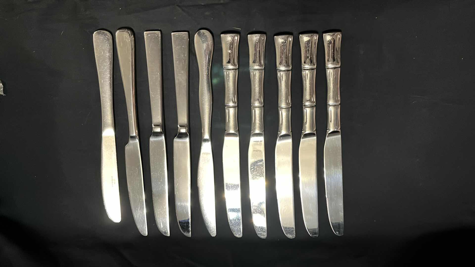 Photo 2 of STAINLESS STEEL FLATWARE, VARIOUS STYLES IN EACH UTENSIL, 10 OF EACH, 4.25” - 9.25” (50 PCS)