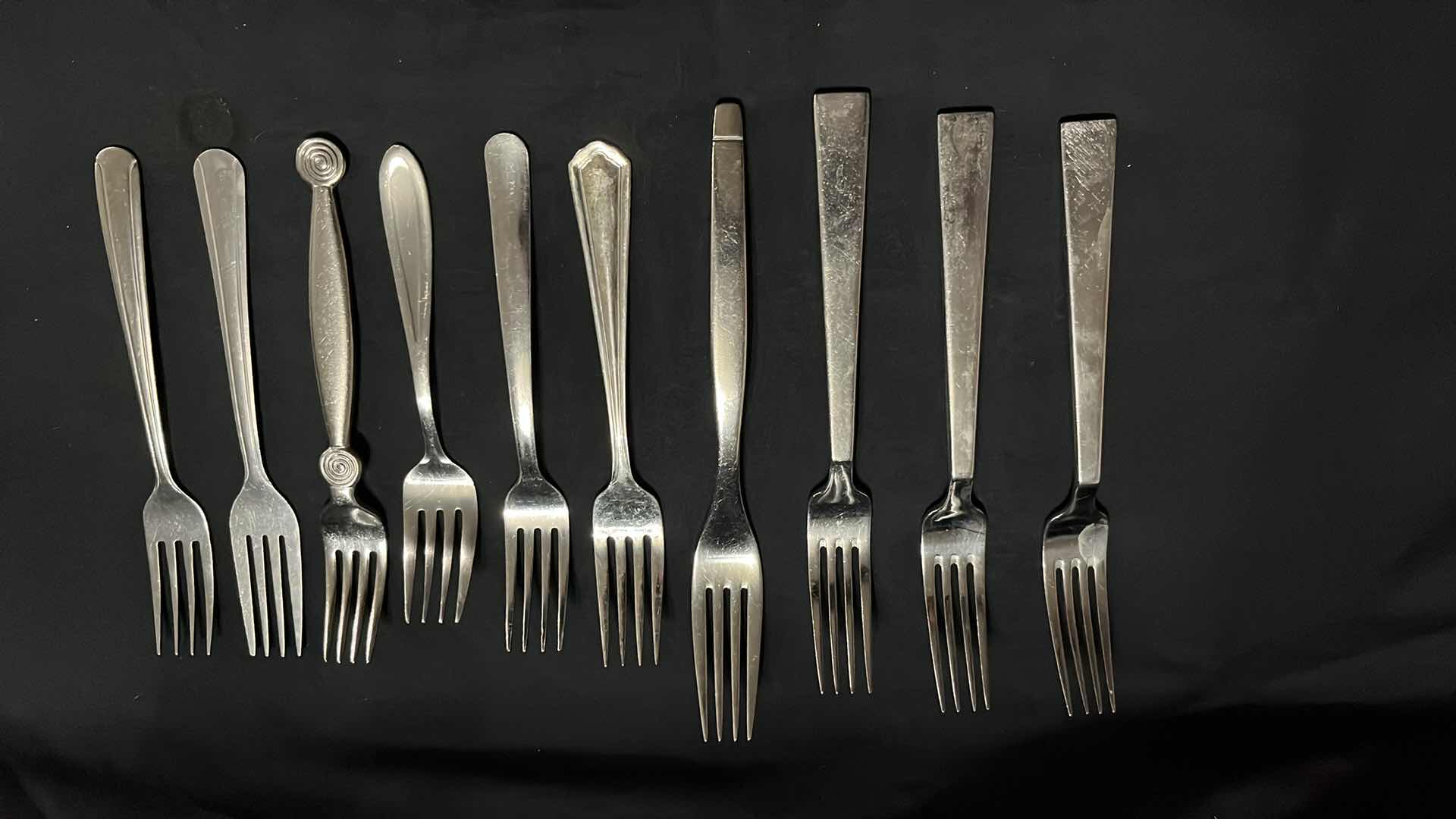 Photo 3 of STAINLESS STEEL FLATWARE, VARIOUS STYLES IN EACH UTENSIL, 10 OF EACH, 4.25” - 9.25” (50 PCS)