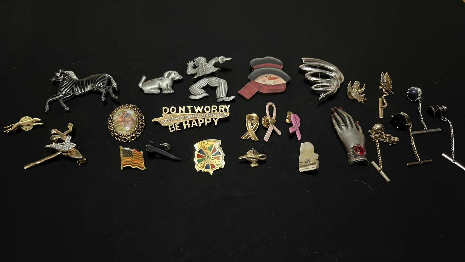 Photo 1 of BROOCHES, PINS, TIE PINS 24-PCS