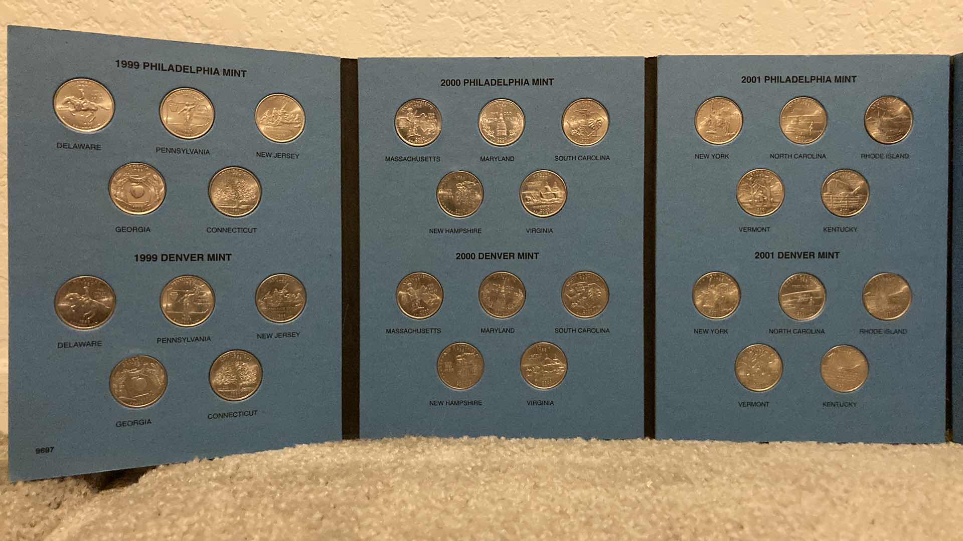 Photo 2 of OFFICIAL WHITMAN COIN FOLDER STATEHOOD QUARTERS COLLECTION 1999-2001 NO. 1 W COMPLETE COLLECTION OF QUARTERS