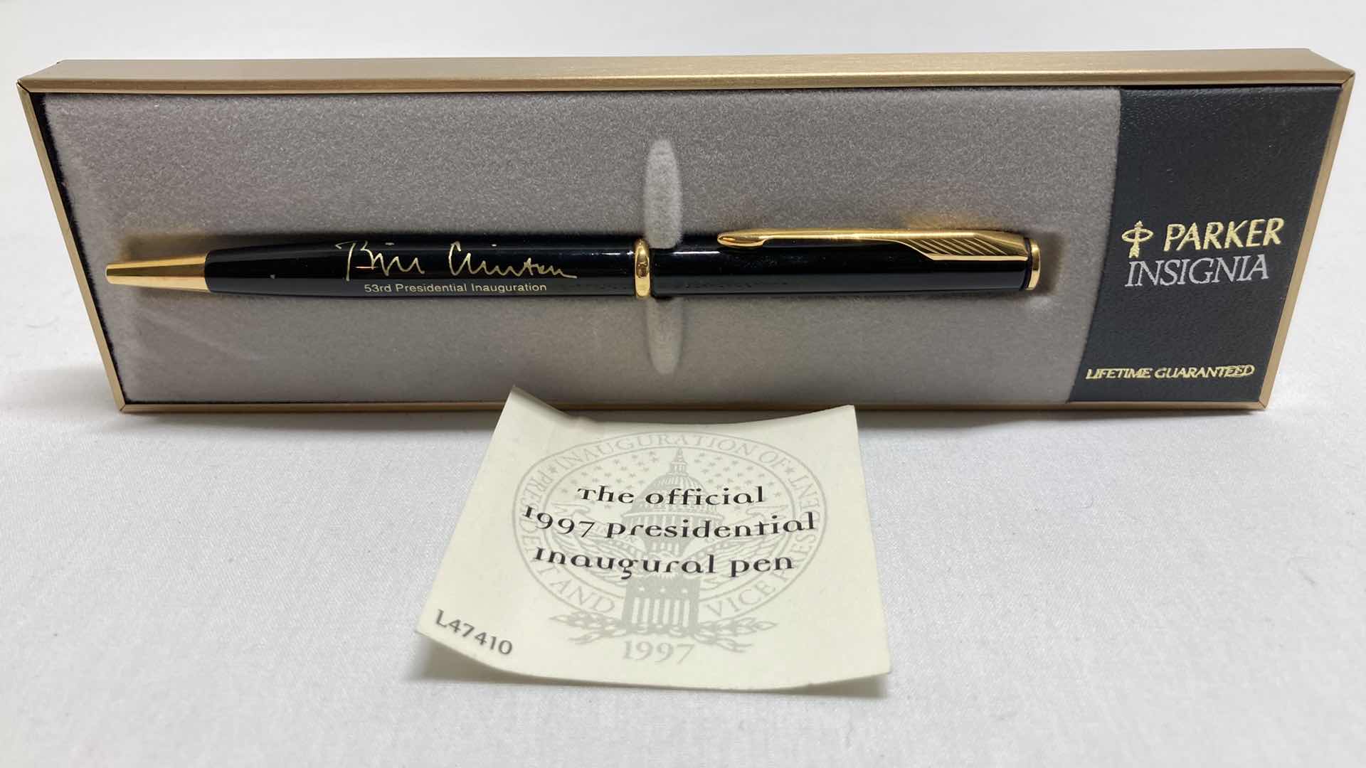 Photo 1 of PARKER INSIGNIA BILL CLINTON OFFICIAL 1997 53RD PRESIDENTIAL INAUGURATION PEN L47410